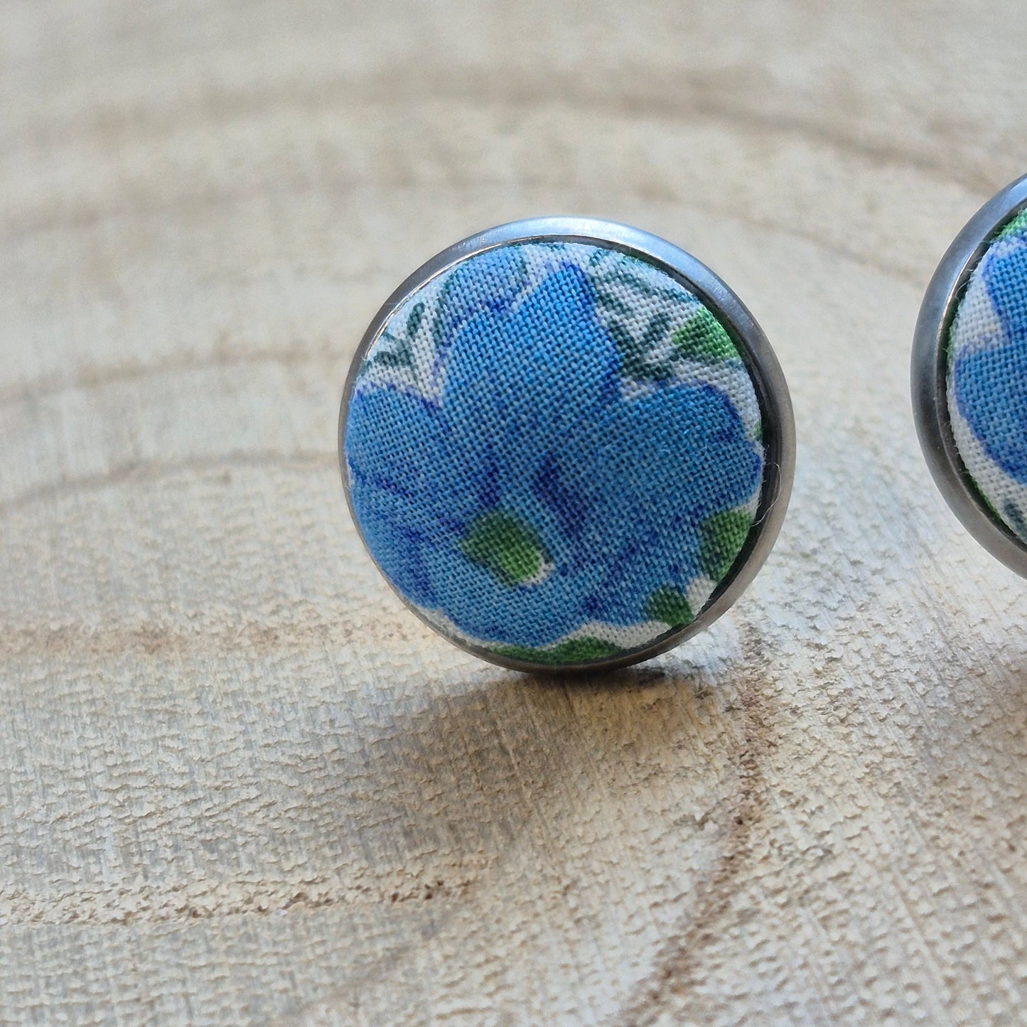 Vintage Liberty 12mm Stud Earrings - Turquoise Flower