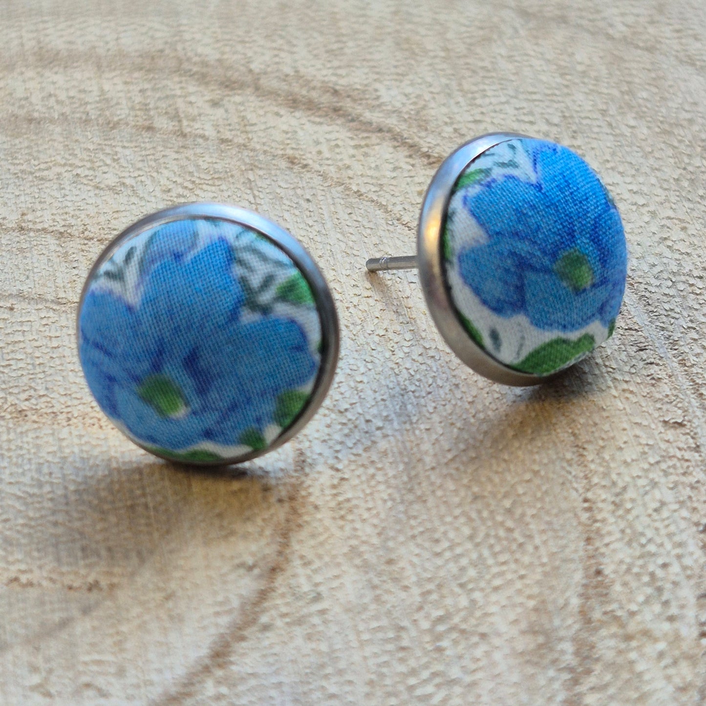 Vintage Liberty 12mm Stud Earrings - Turquoise Flower