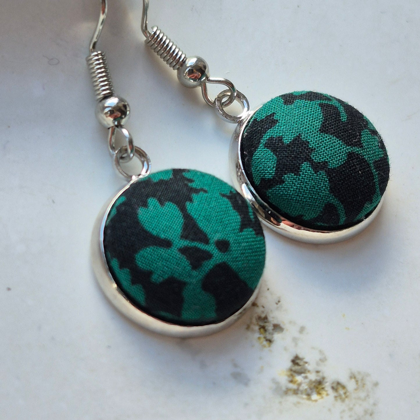 Vintage Liberty 14mm Dangle Earrings - Green Leafy Vine