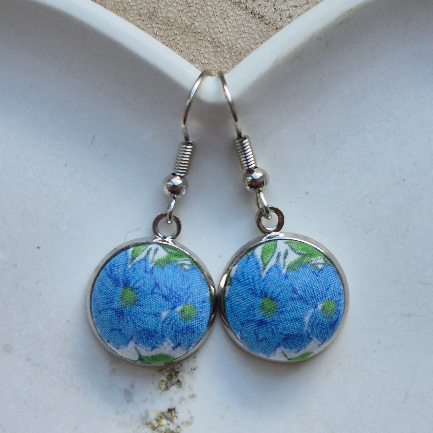 Vintage Liberty 14mm Dangle Earrings - Turquoise Flower