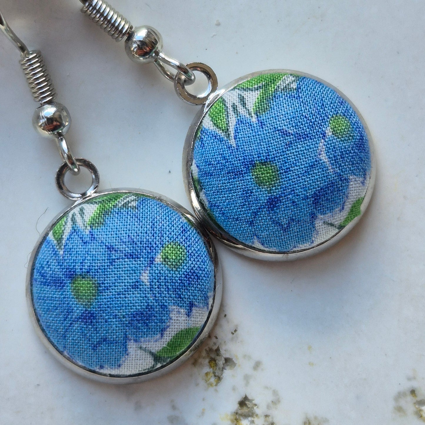 Vintage Liberty 14mm Dangle Earrings - Turquoise Flower