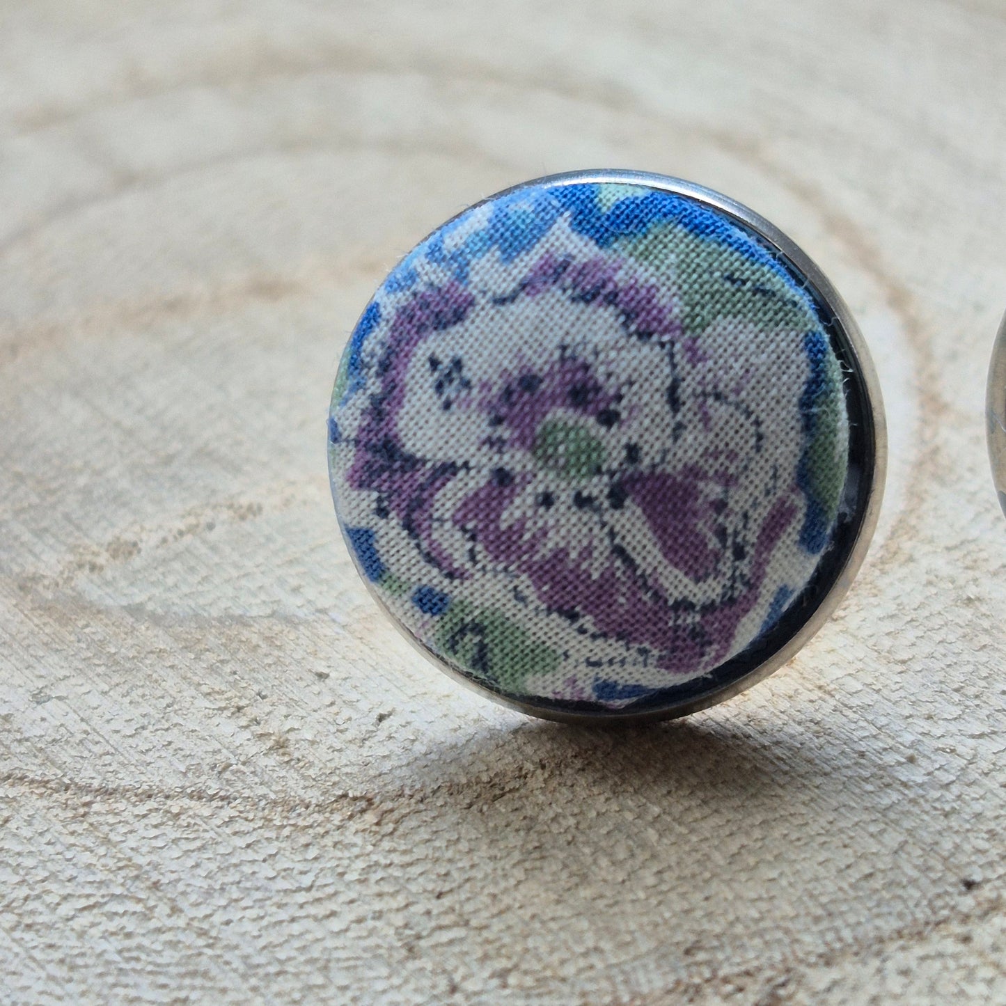 Vintage Liberty 14mm Stud Earrings - Lilac Flower
