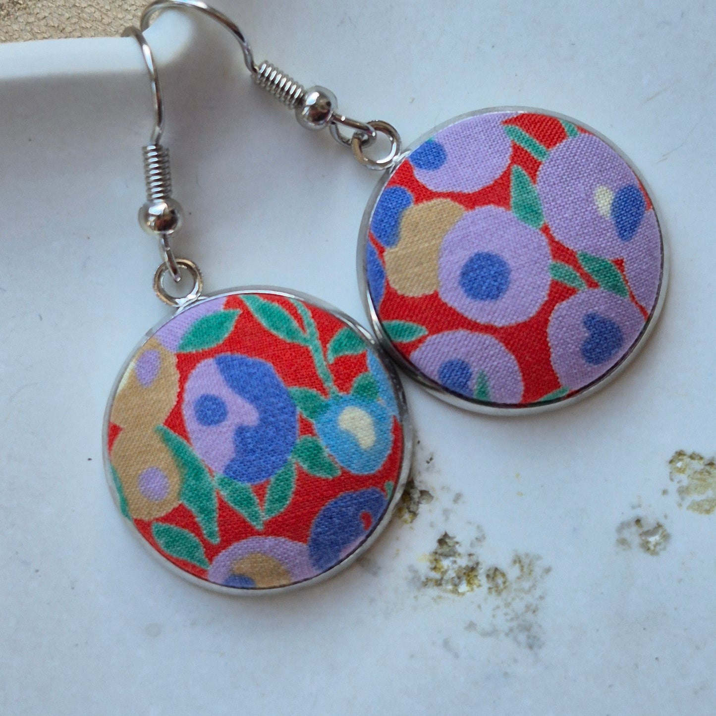 Vintage Liberty 20mm Dangle Earrings - Lilac Berries