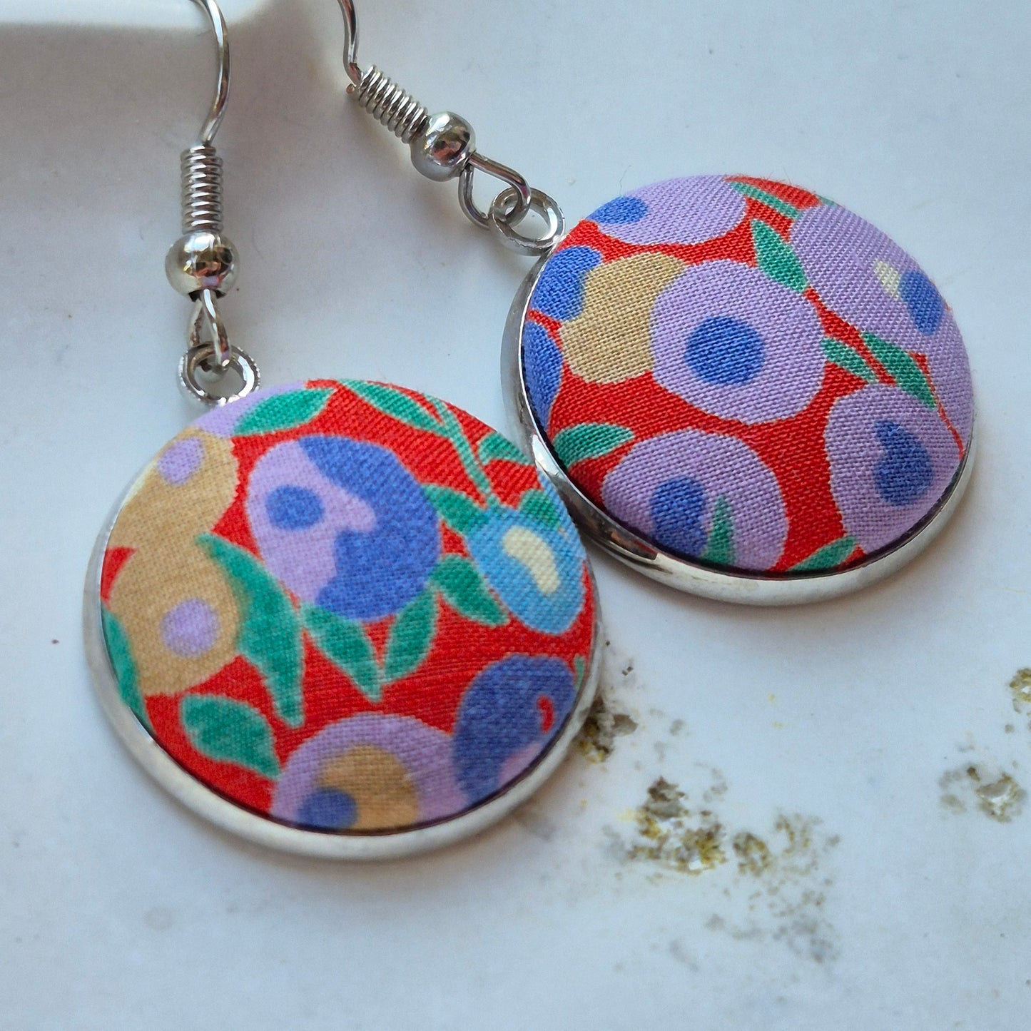 Vintage Liberty 20mm Dangle Earrings - Lilac Berries