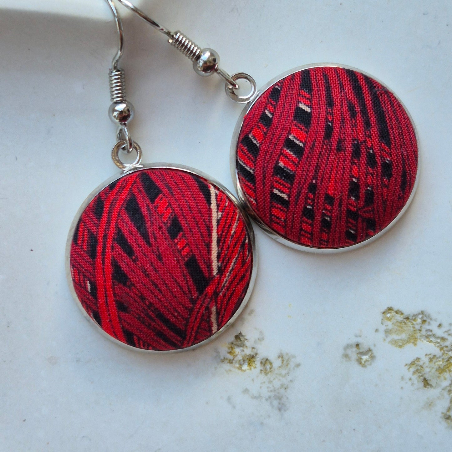 Vintage Liberty 20mm Dangle Earrings - Red Peacock