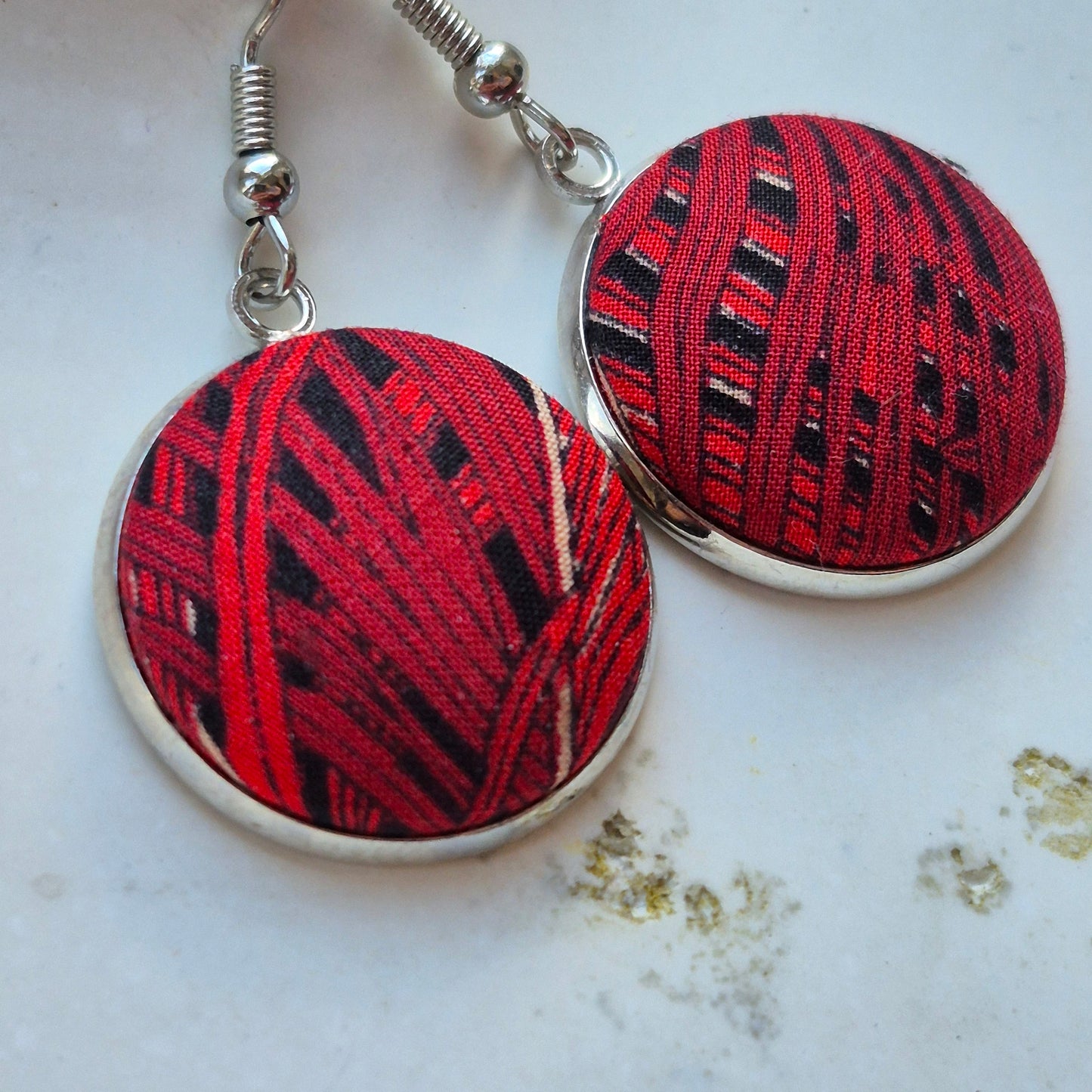 Vintage Liberty 20mm Dangle Earrings - Red Peacock