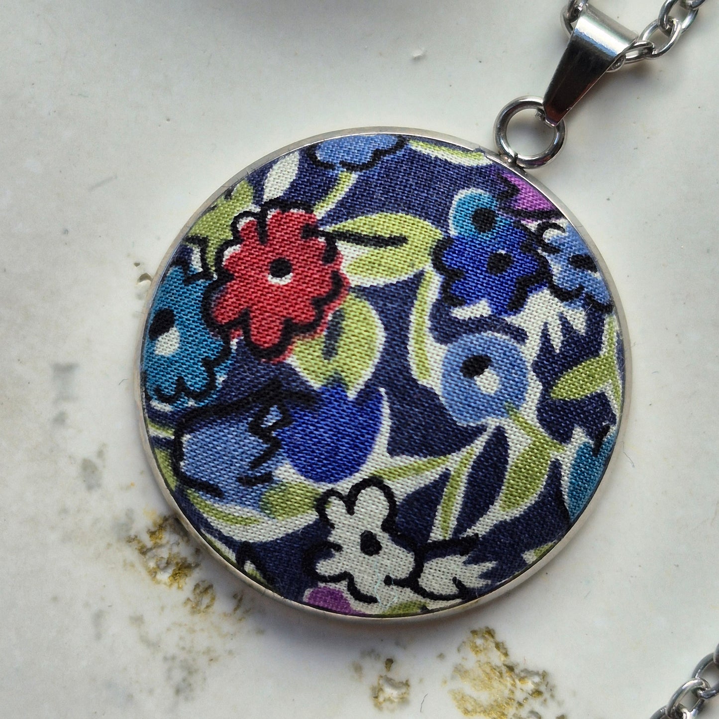Vintage Liberty 25mm Pendant - Multi Floral
