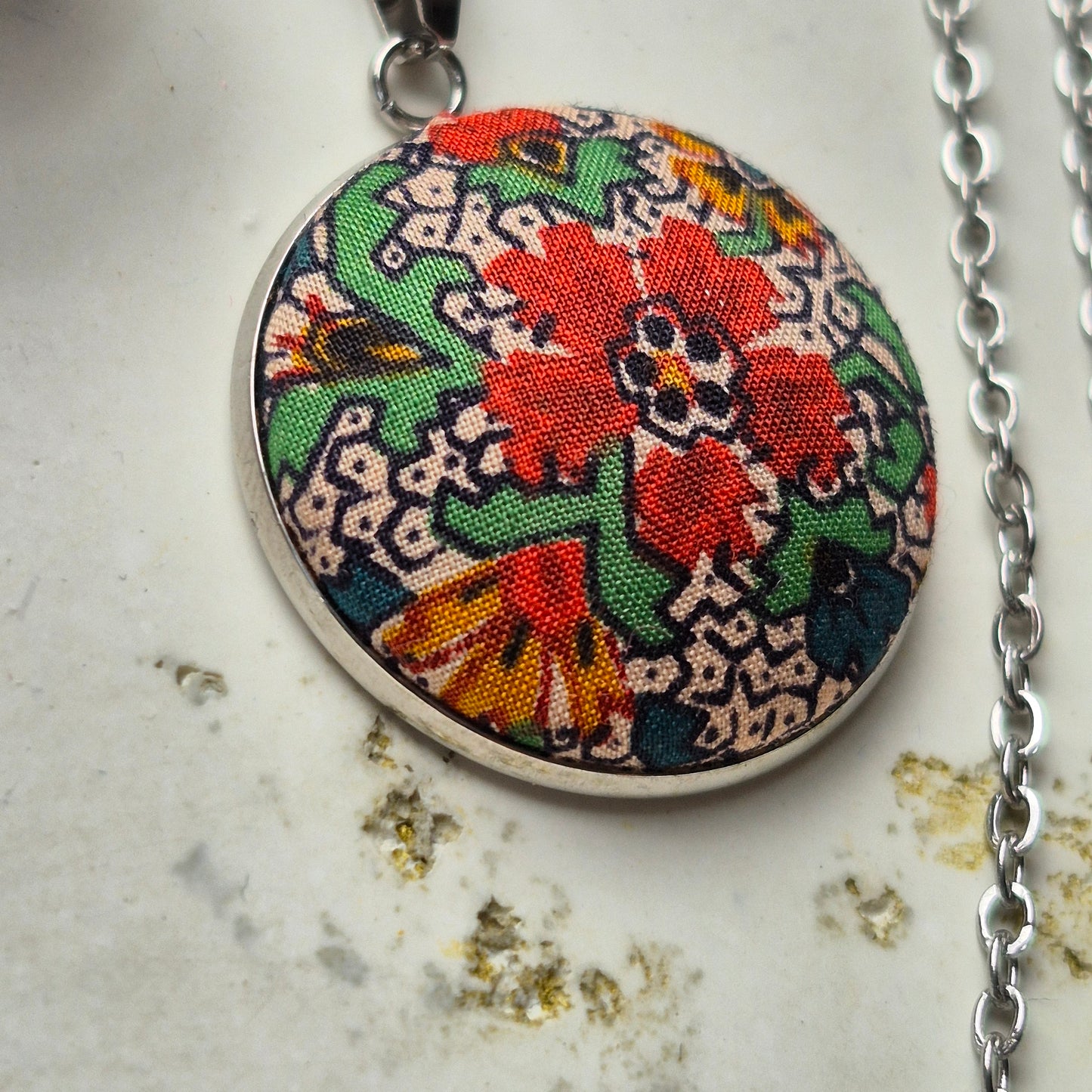 Vintage Liberty 25mm Pendant - Orange Flower