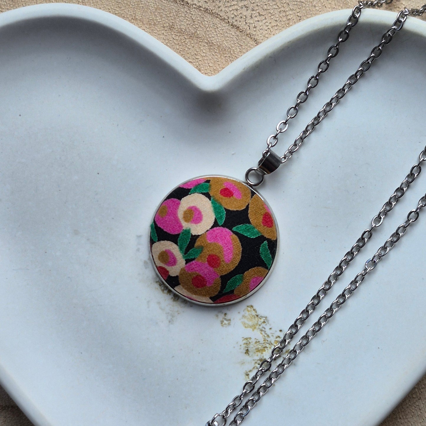 Vintage Liberty 25mm Pendant - Pink Berries