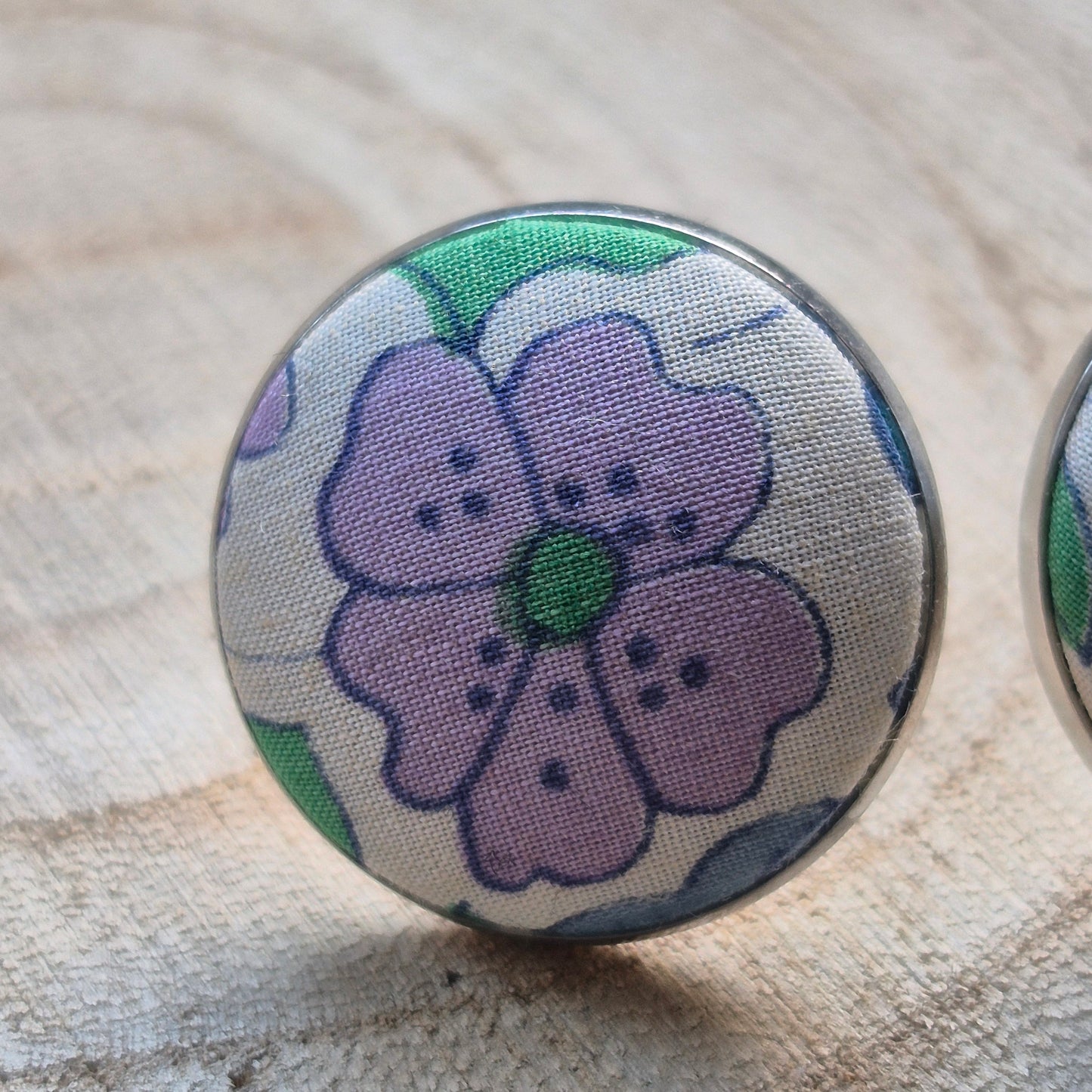 Vintage Liberty 20mm Stud Earrings - Lilac Flower