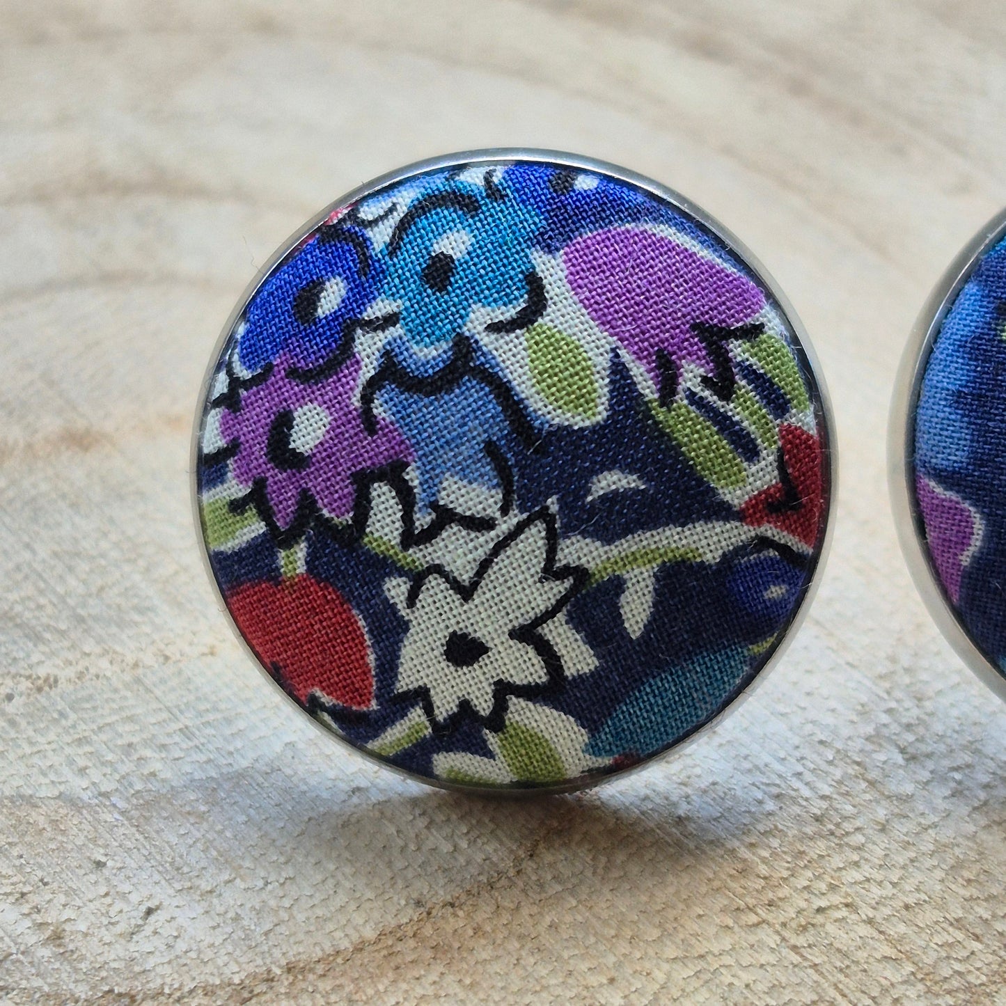 Vintage Liberty 20mm Stud Earrings - Multi Floral