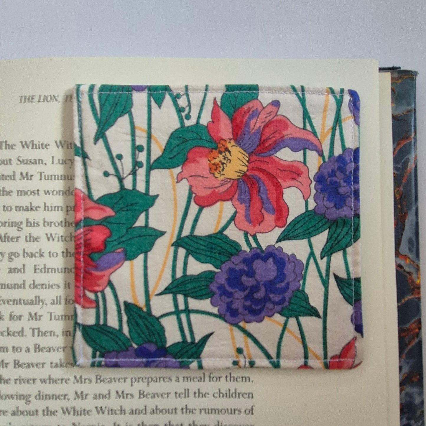 Vintage Liberty Print Corner Bookmark - Red and Purple Floral