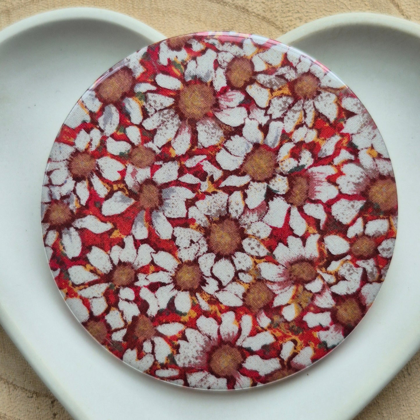 Vintage Liberty Print Compact Mirror - Orange Daisy