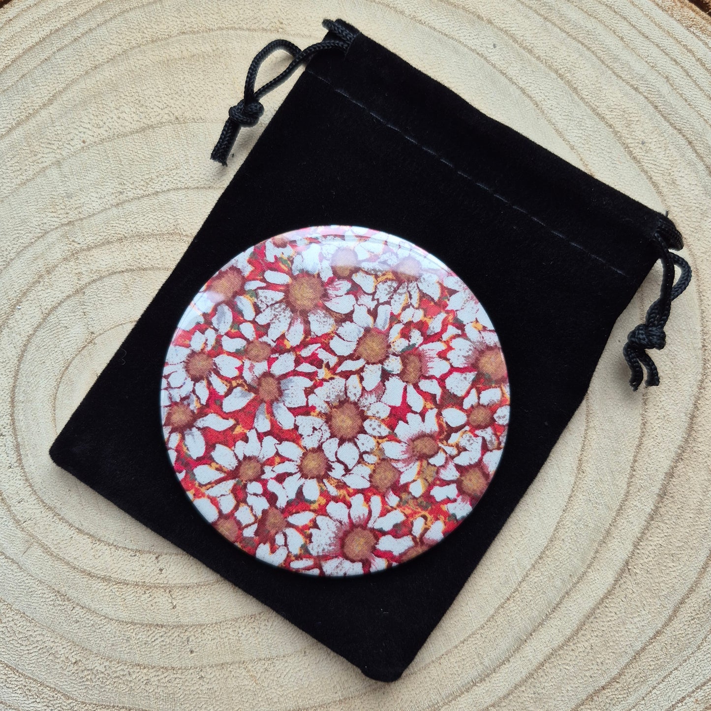 Vintage Liberty Print Compact Mirror - Orange Daisy
