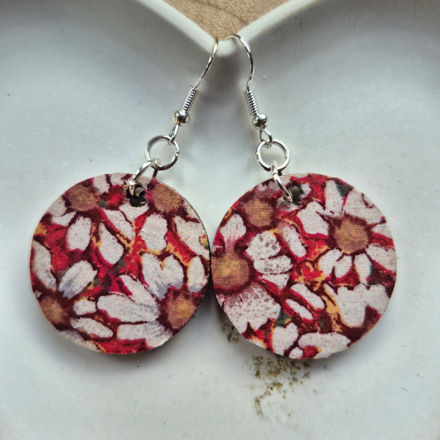 Vintage Liberty Circle Dangle Earrings - Orange Daisy