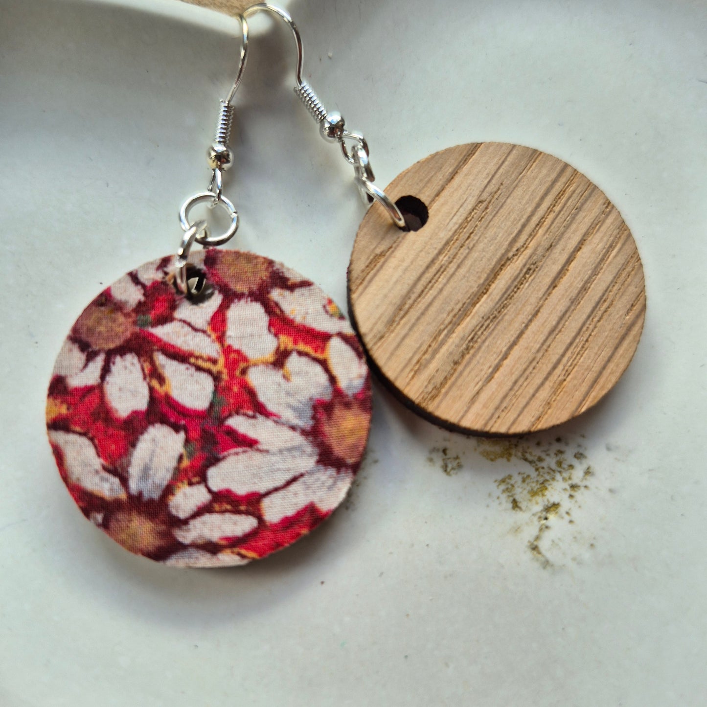 Vintage Liberty Circle Dangle Earrings - Orange Daisy