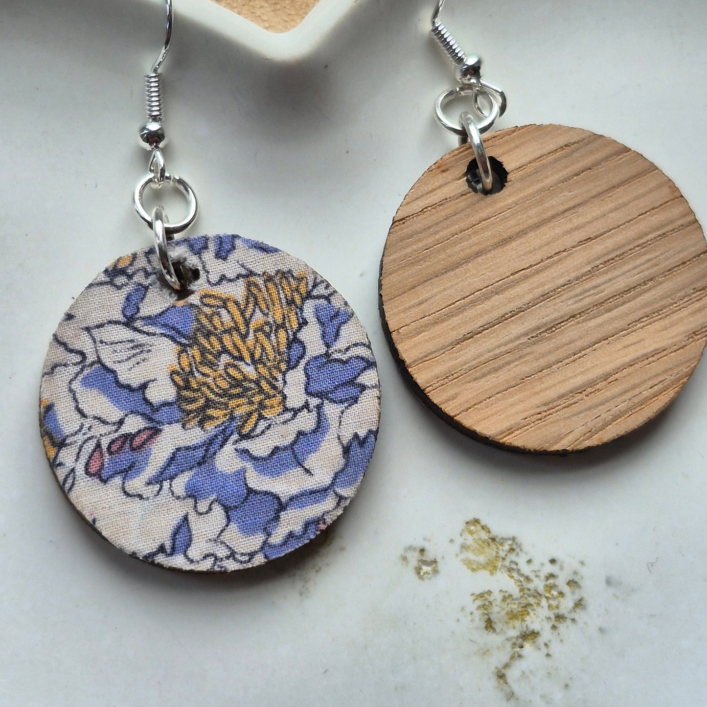 Vintage Liberty Circle Dangle Earrings - Pastel Floral