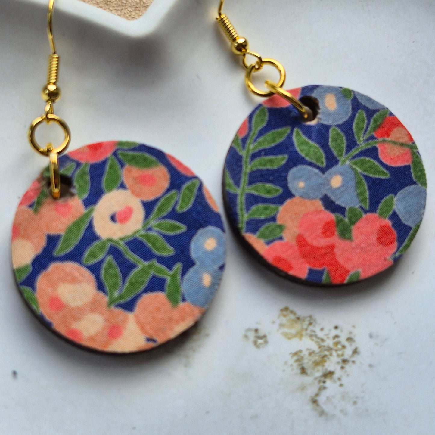 Vintage Liberty Circle Dangle Earrings - Peach Berries