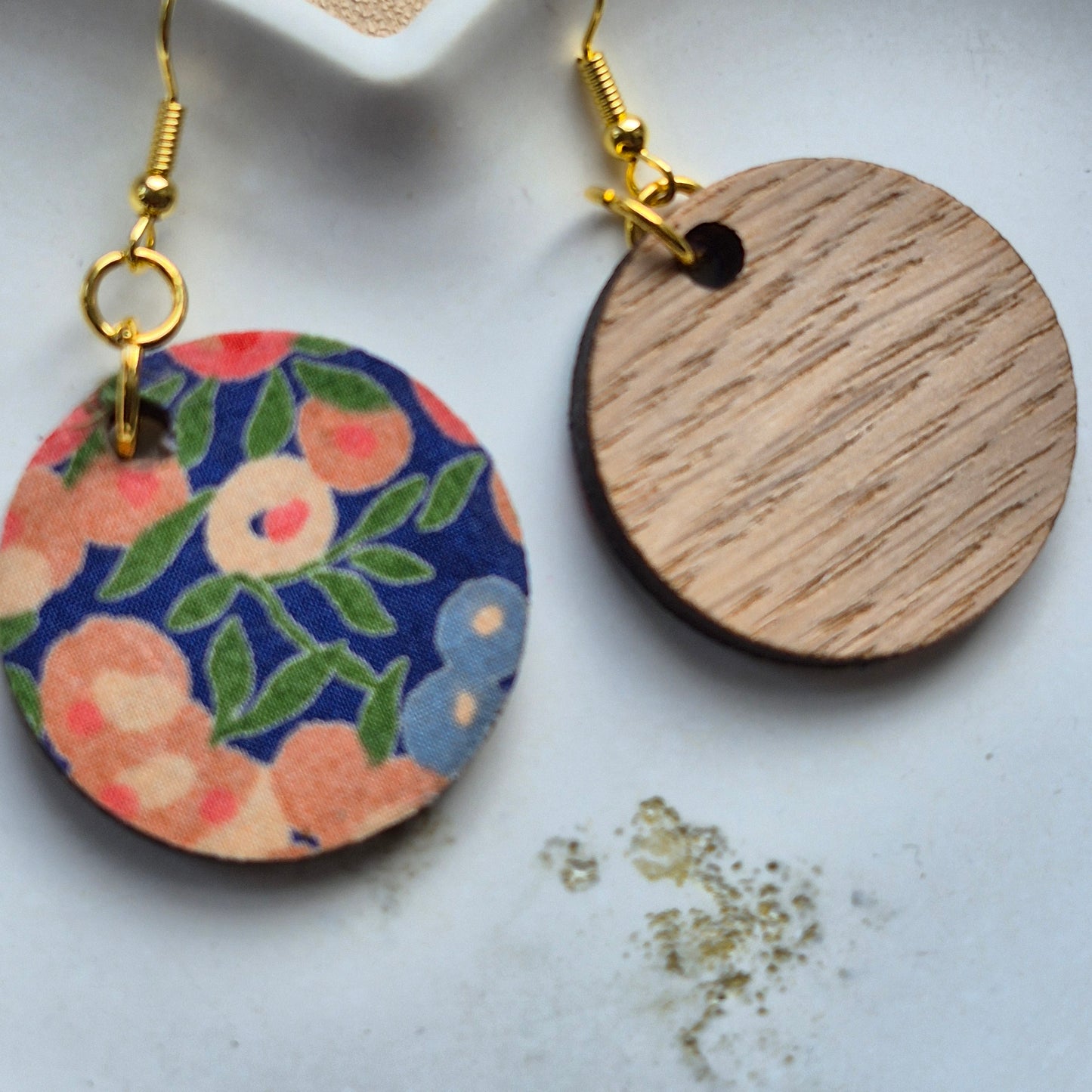 Vintage Liberty Circle Dangle Earrings - Peach Berries