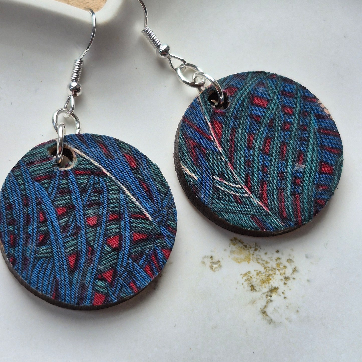 Vintage Liberty Circle Dangle Earrings - Teal Peacock