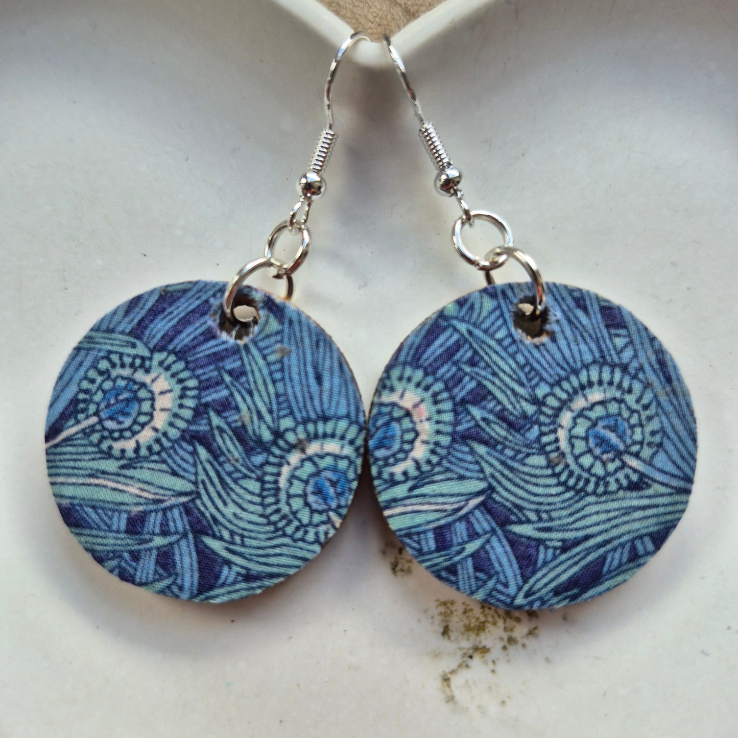 Vintage Liberty Circle Dangle Earrings - Turquoise Peacock