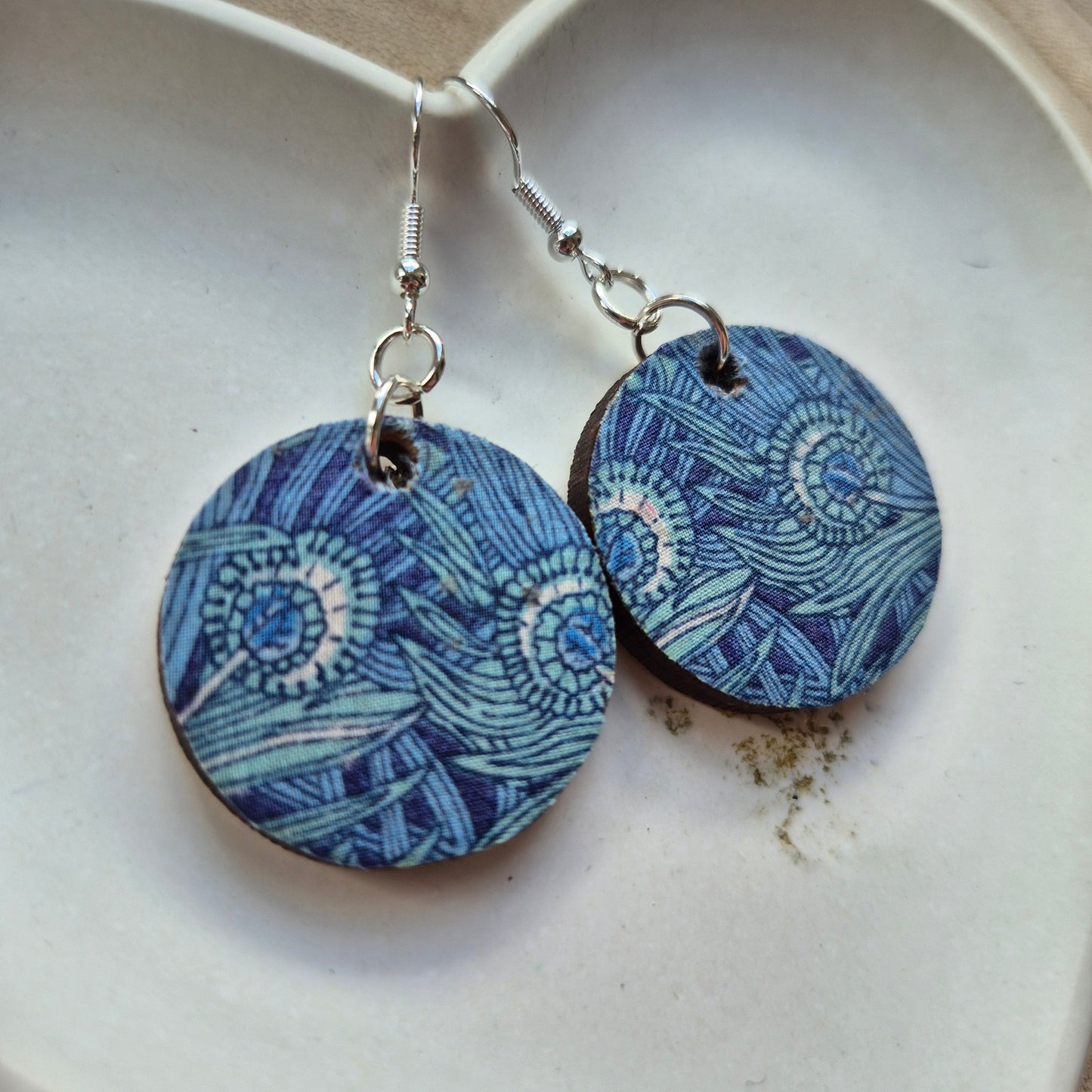 Vintage Liberty Circle Dangle Earrings - Turquoise Peacock