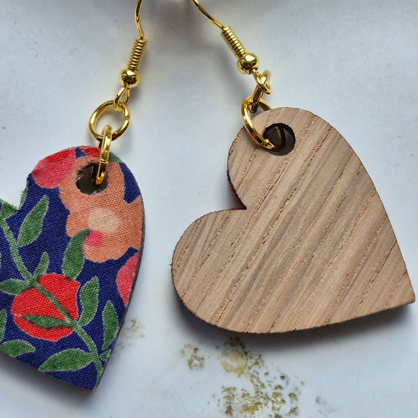 Vintage Liberty Heart Dangle Earrings - Peach Berries