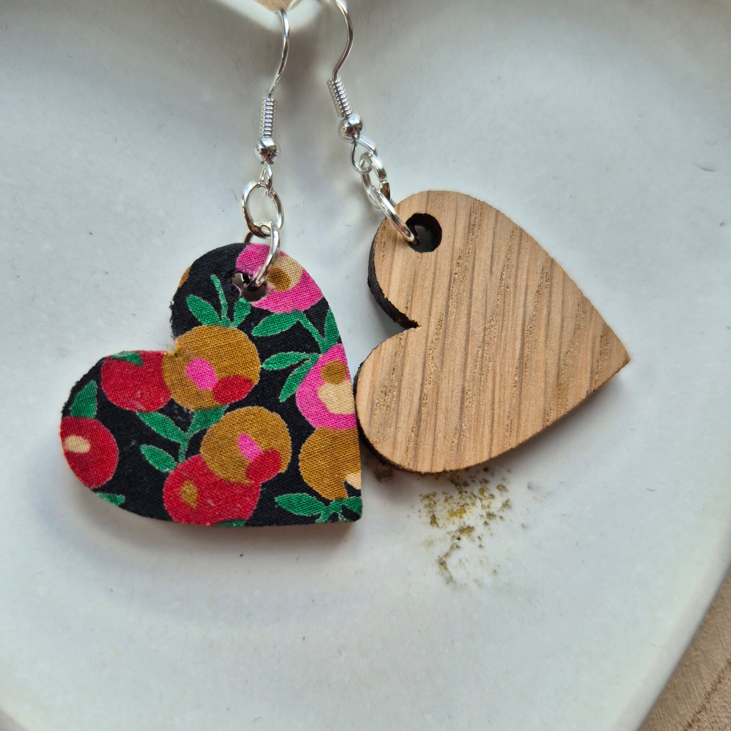 Vintage Liberty Heart Dangle Earrings - Pink Berries