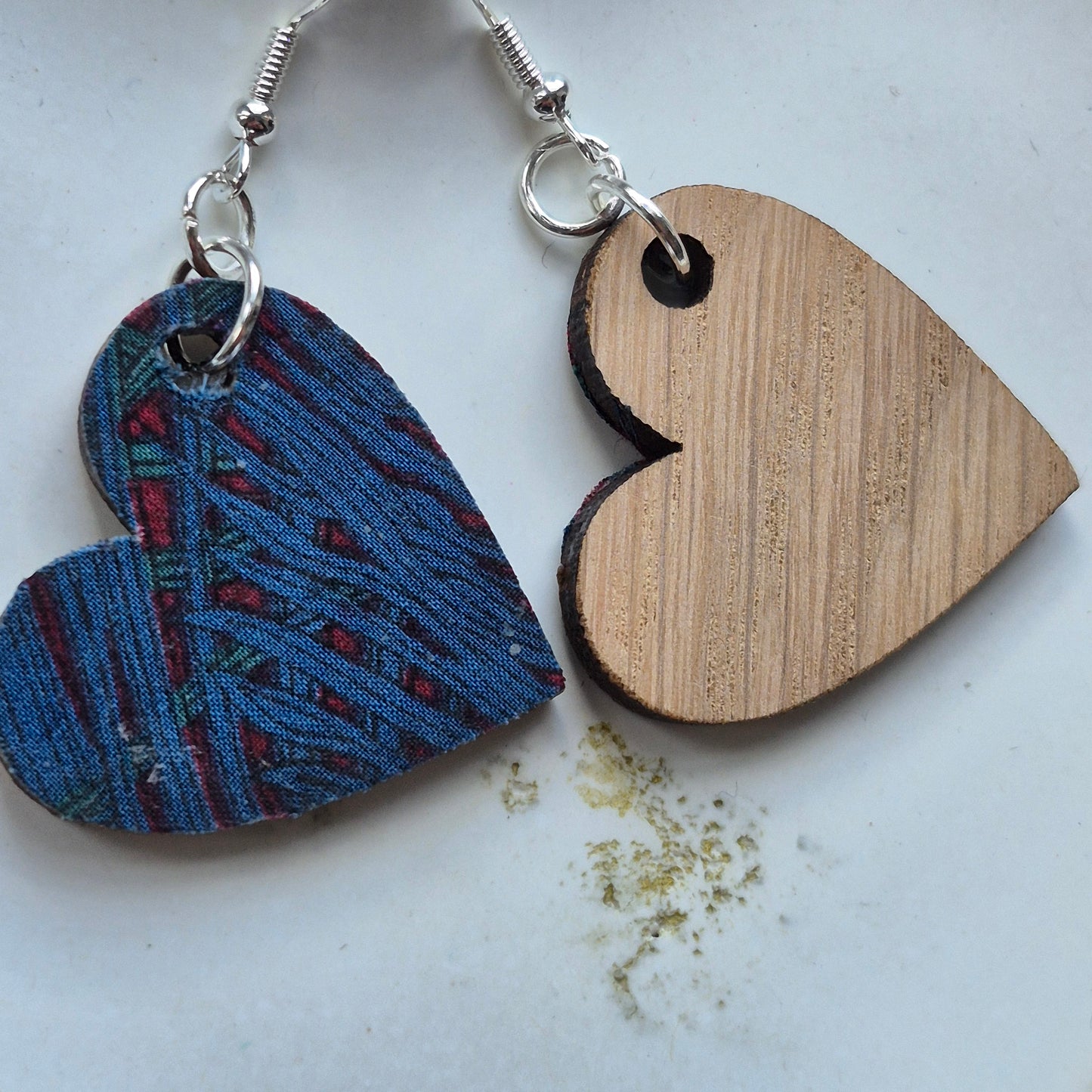 Vintage Liberty Heart Dangle Earrings - Teal Peacock