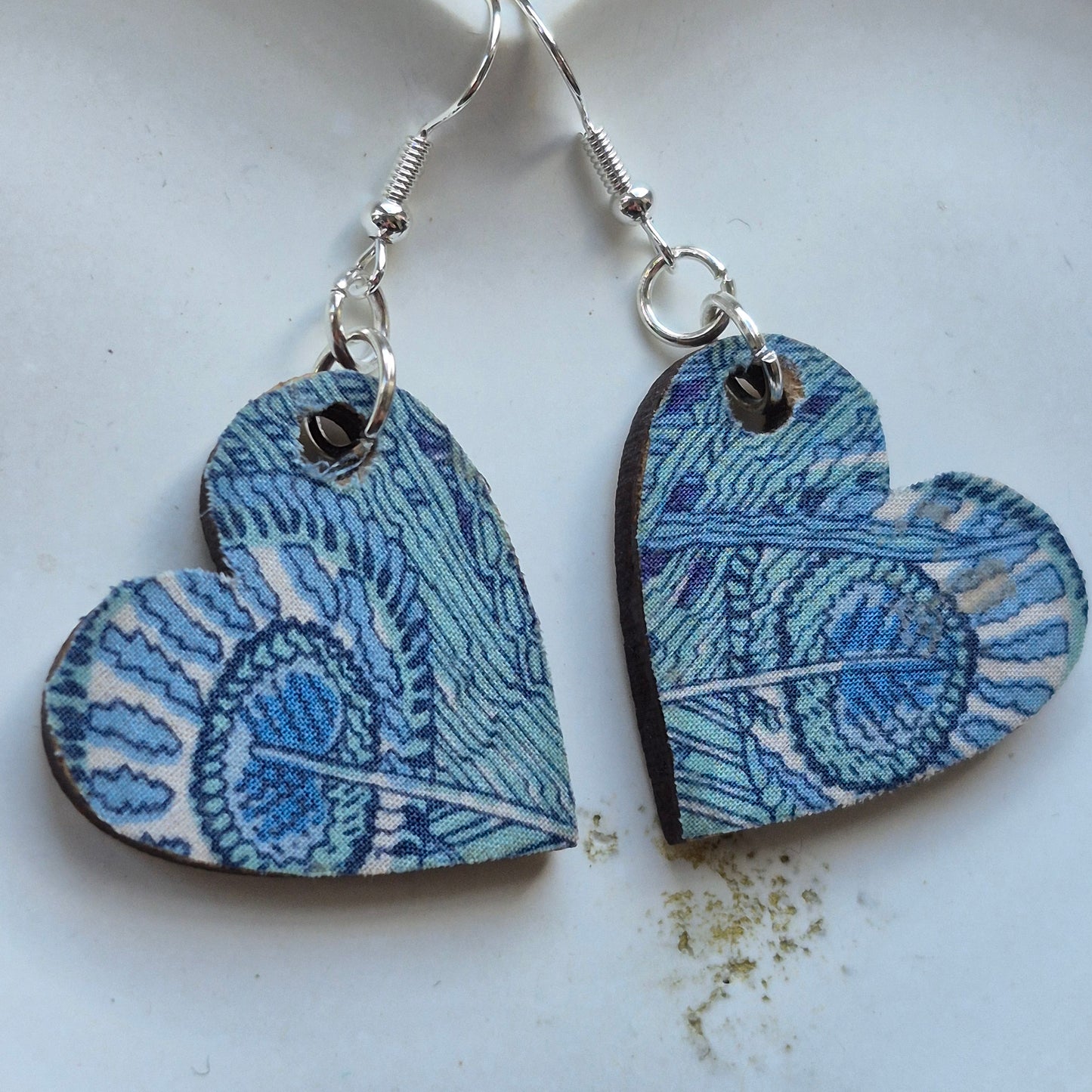 Vintage Liberty Heart Dangle Earrings - Turquoise Peacock