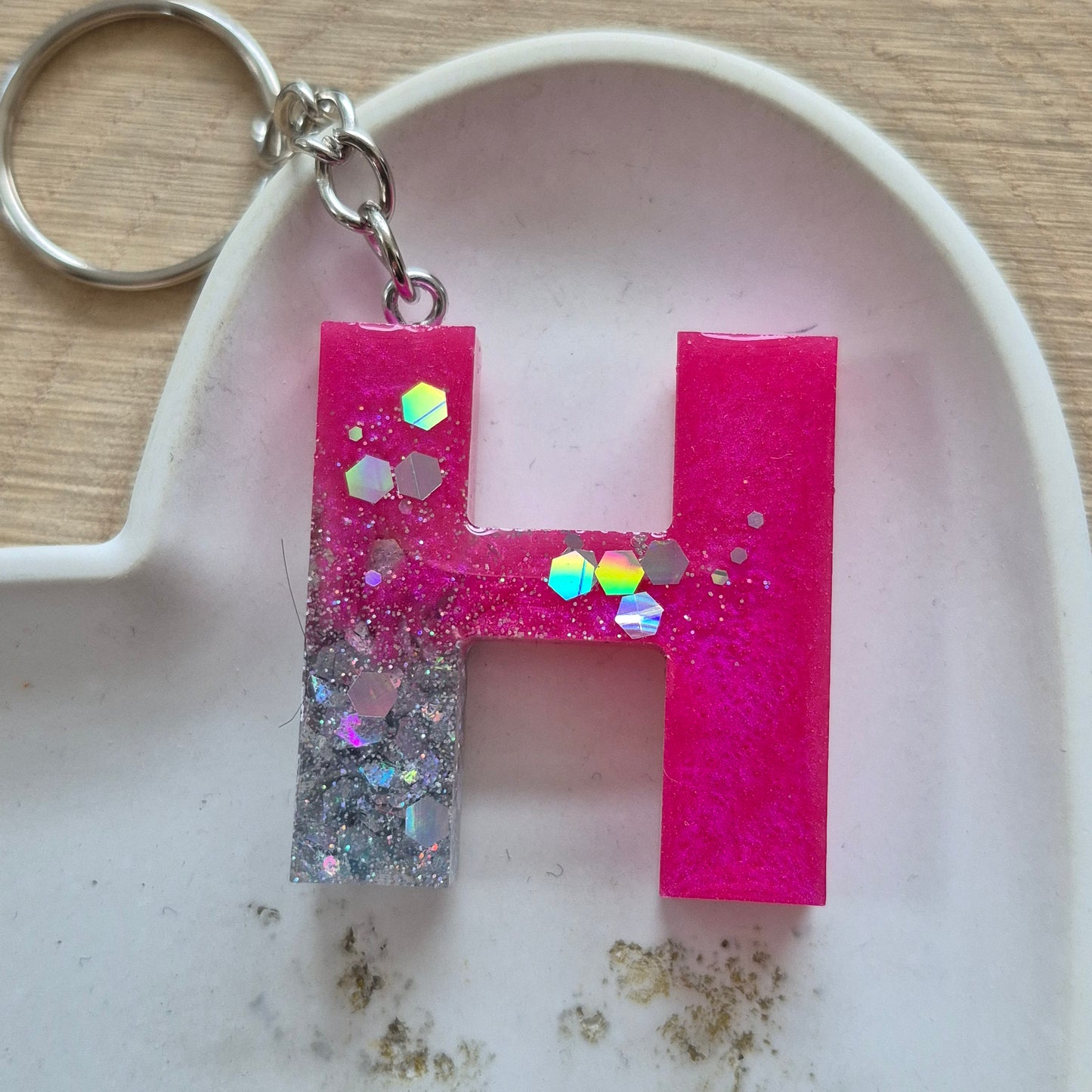 Resin Initial Keyring - Letter H
