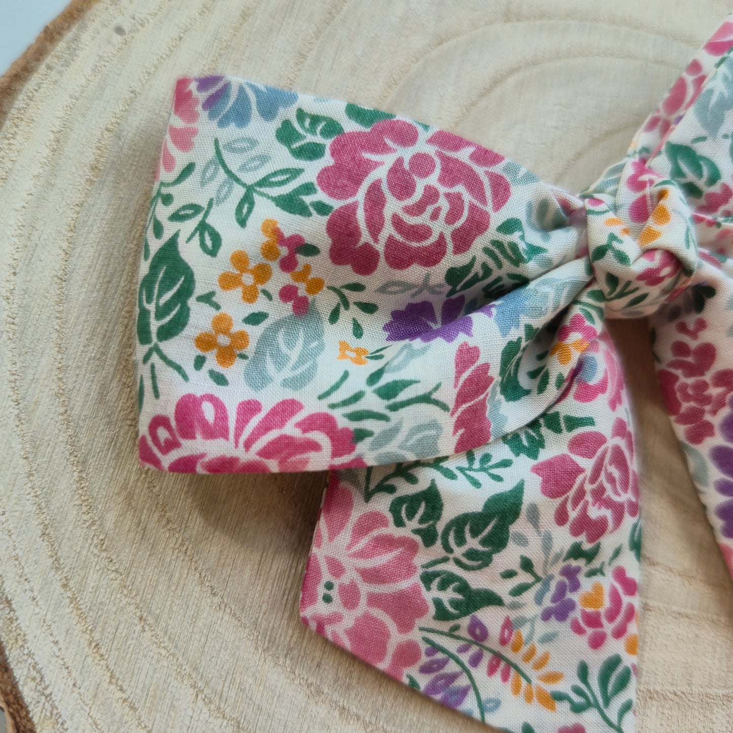 Vintage Liberty Print Mini Hair Bow Clip - Pastel Blooms