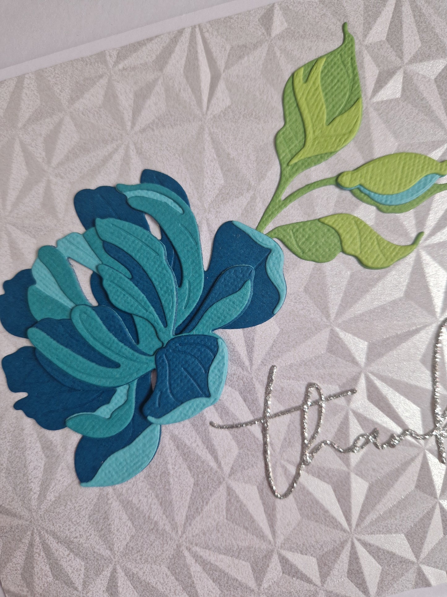 Peony Card - Thanks in Turquoise