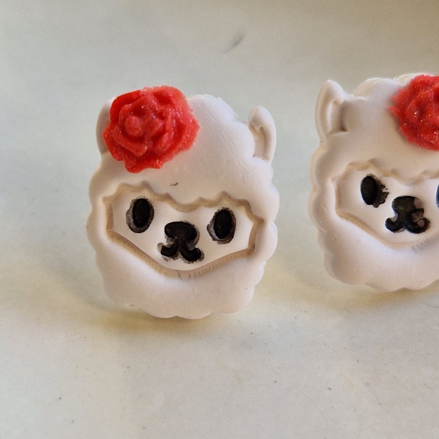 Clay Animal Stud Earrings - Llamas