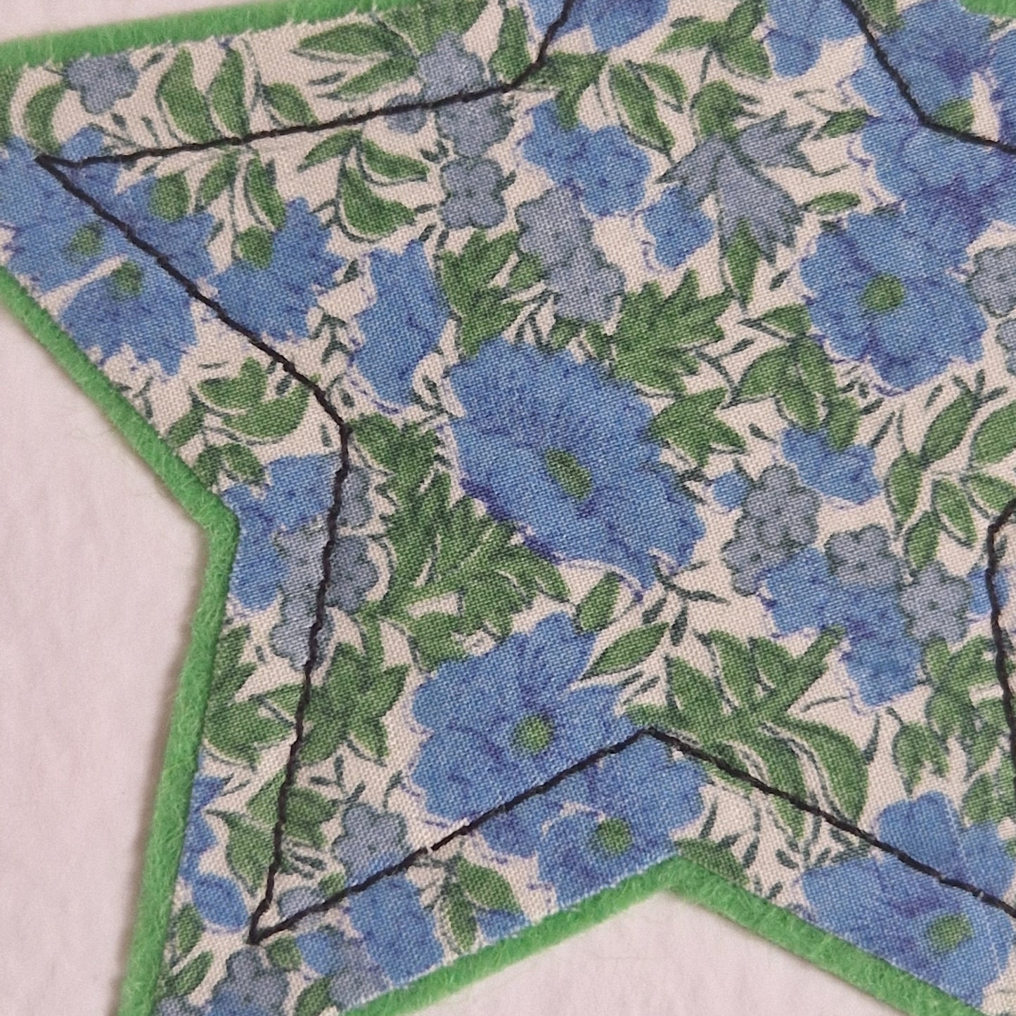 Vintage Liberty star card with a blue floral star and a new baby boy sentiment