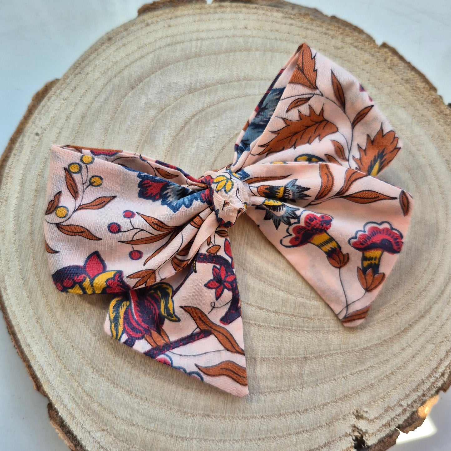 Vintage Liberty Print Mini Hair Bow Clip - Autumn Leaves