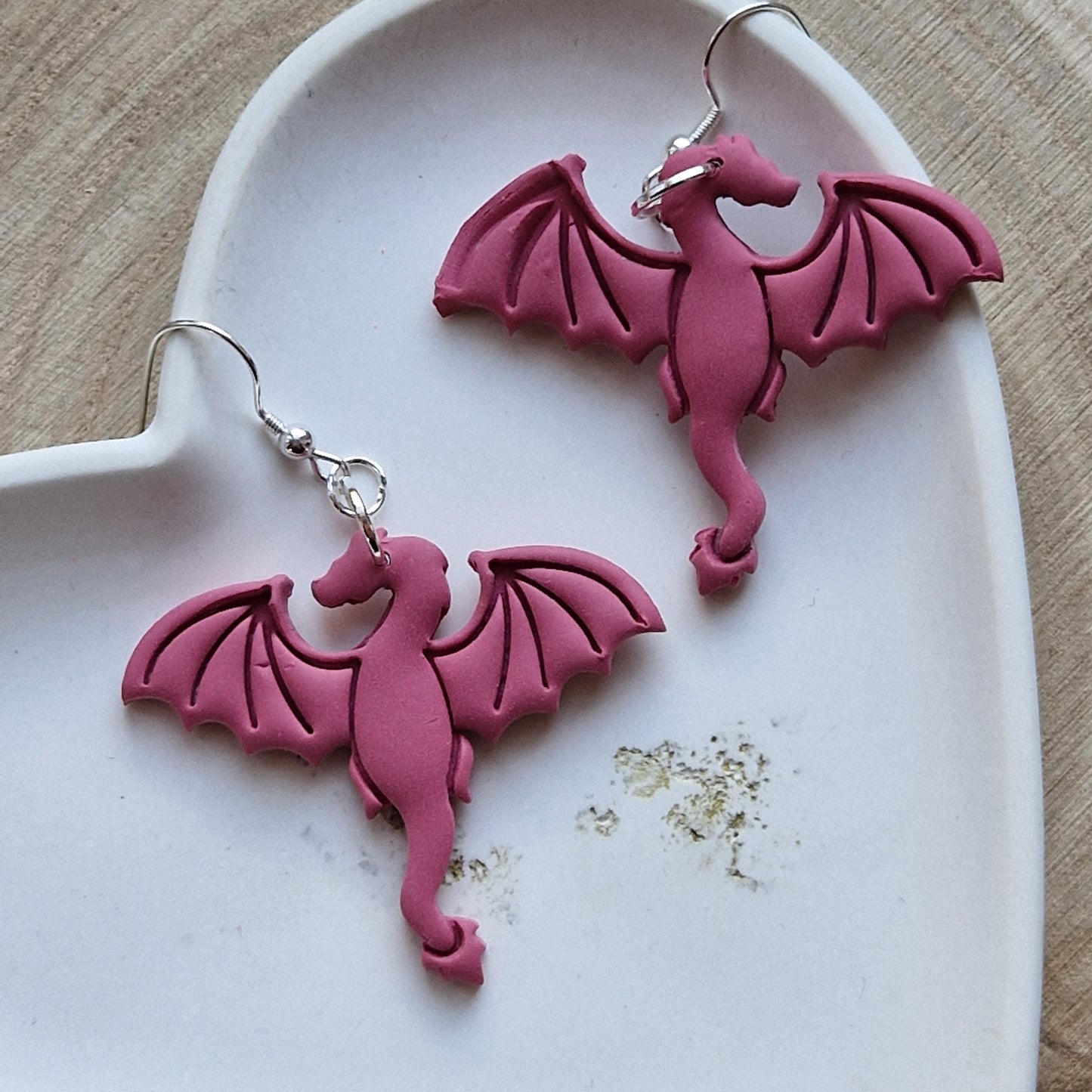 Clay Dragon Earrings - Large Orion in Deep Red