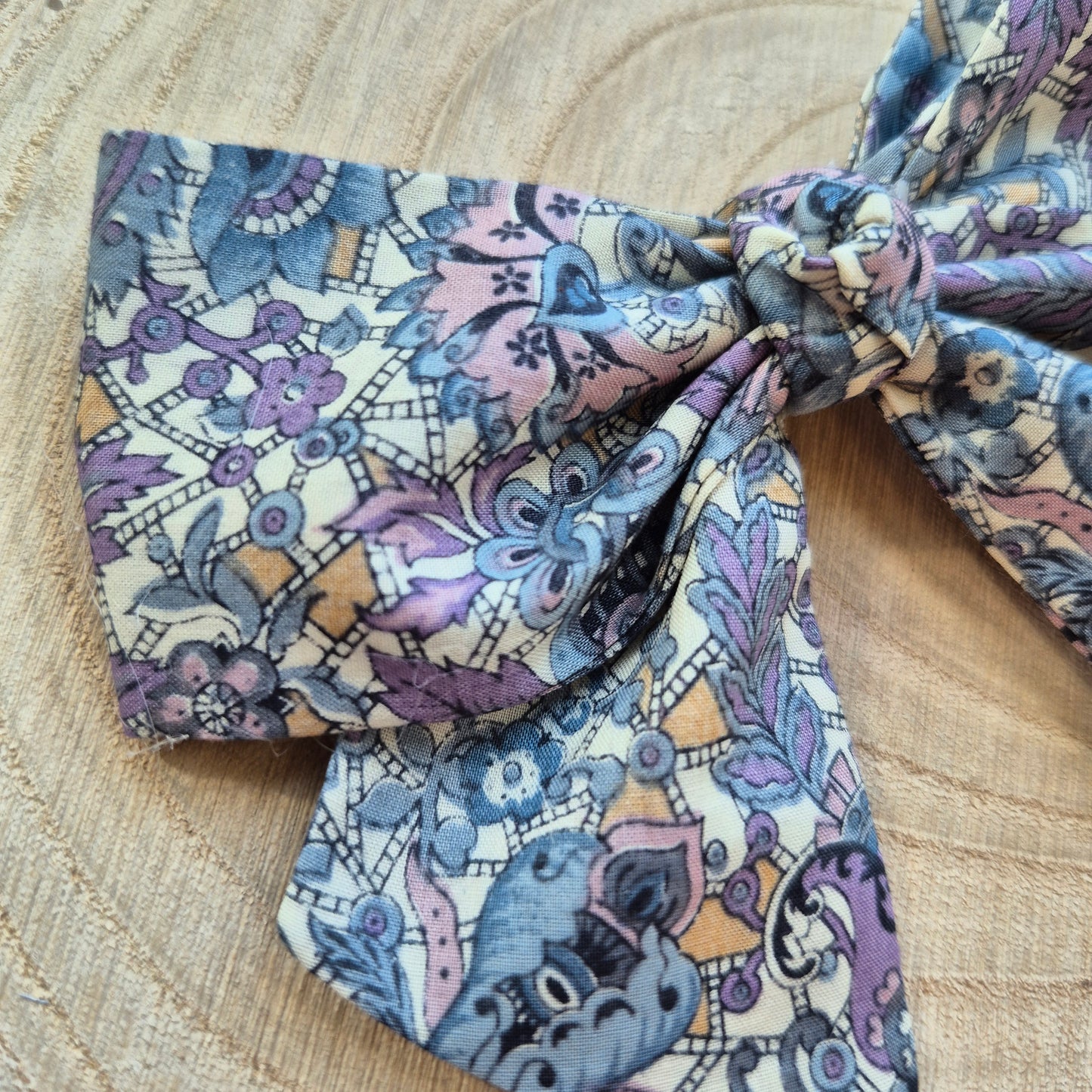 Vintage Liberty Print Mini Hair Bow Clip - Lilac and Pink