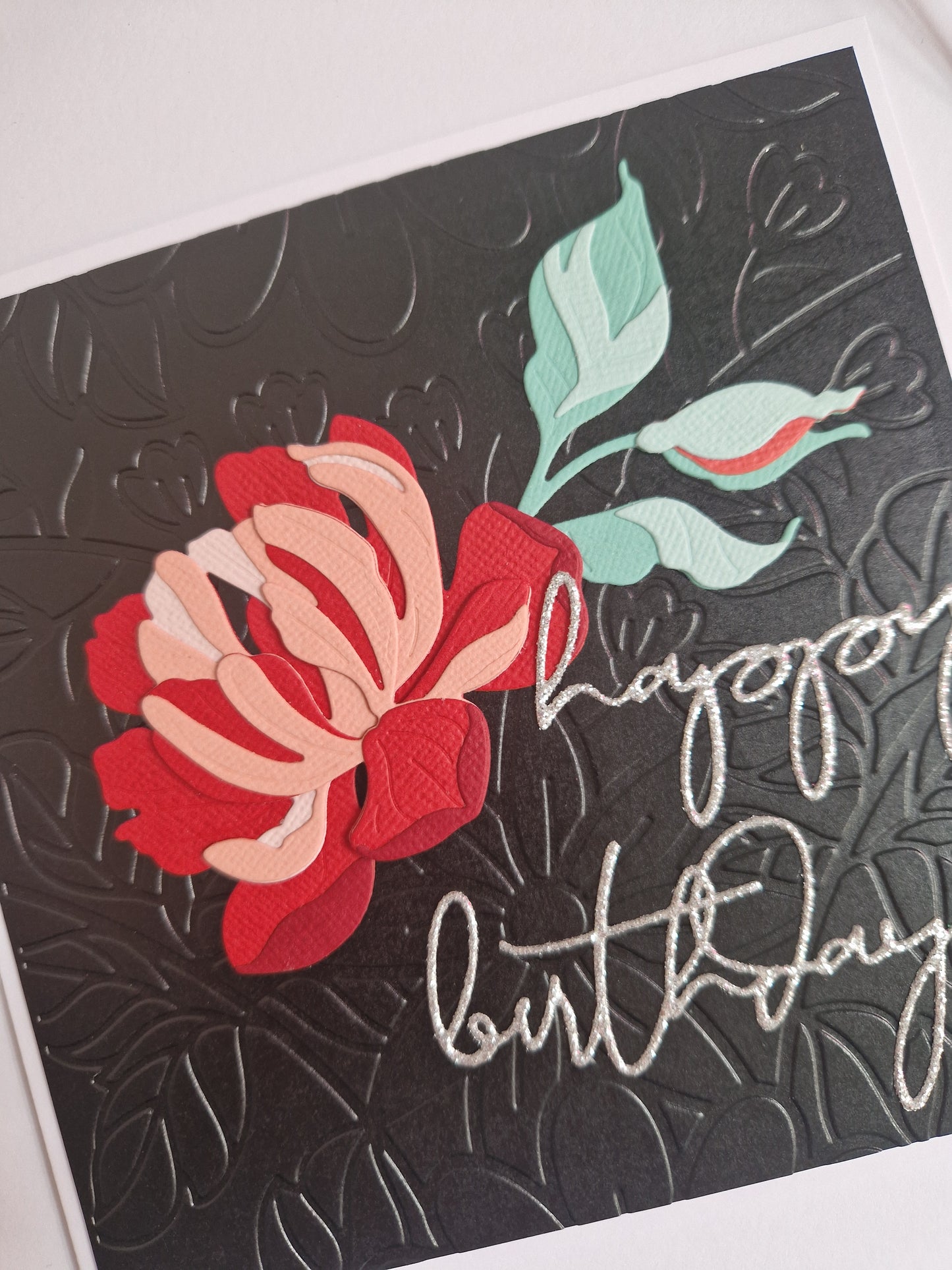 Peony Card - Happy Birthday in Red