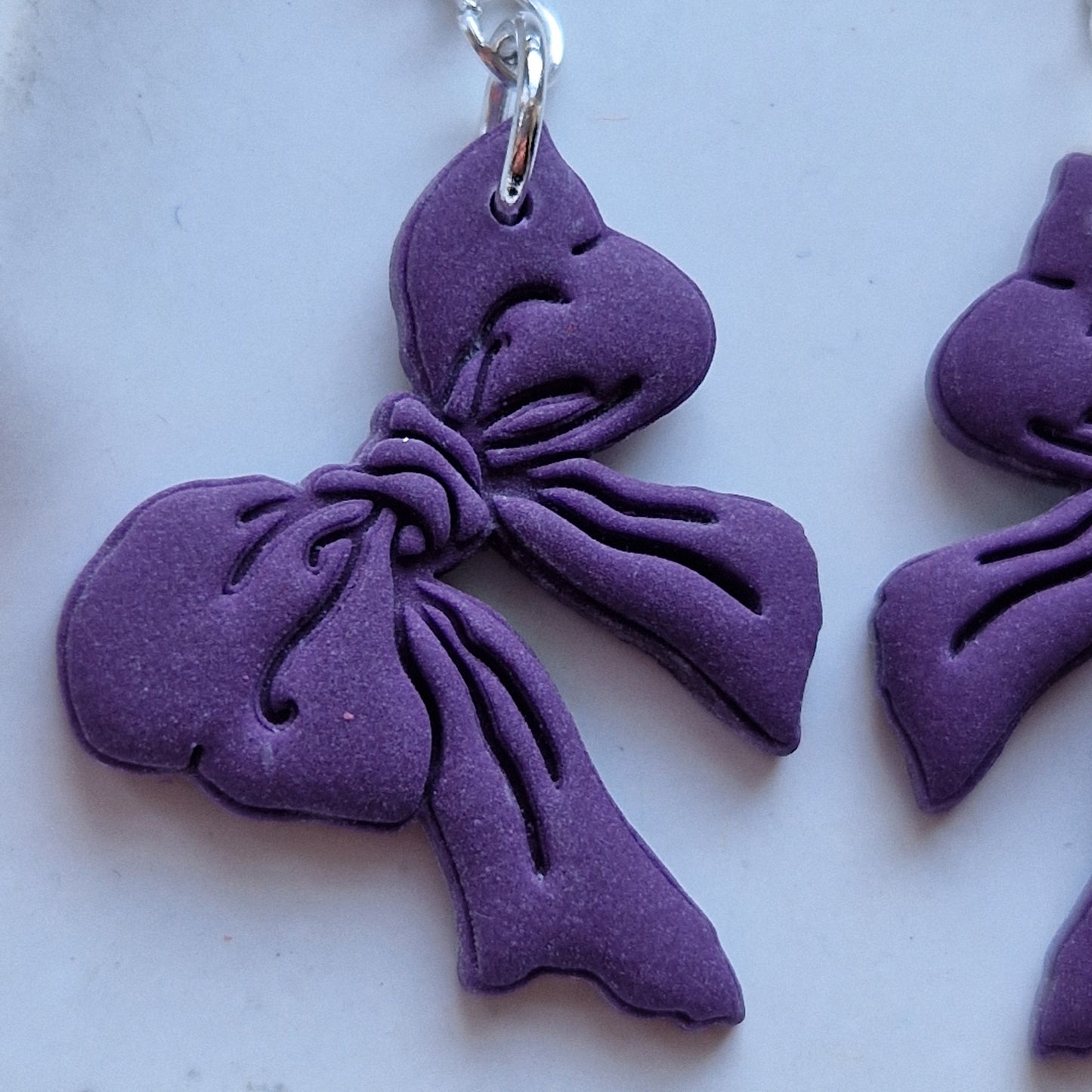 Clay Bow Earrings - Mirabella in Violet