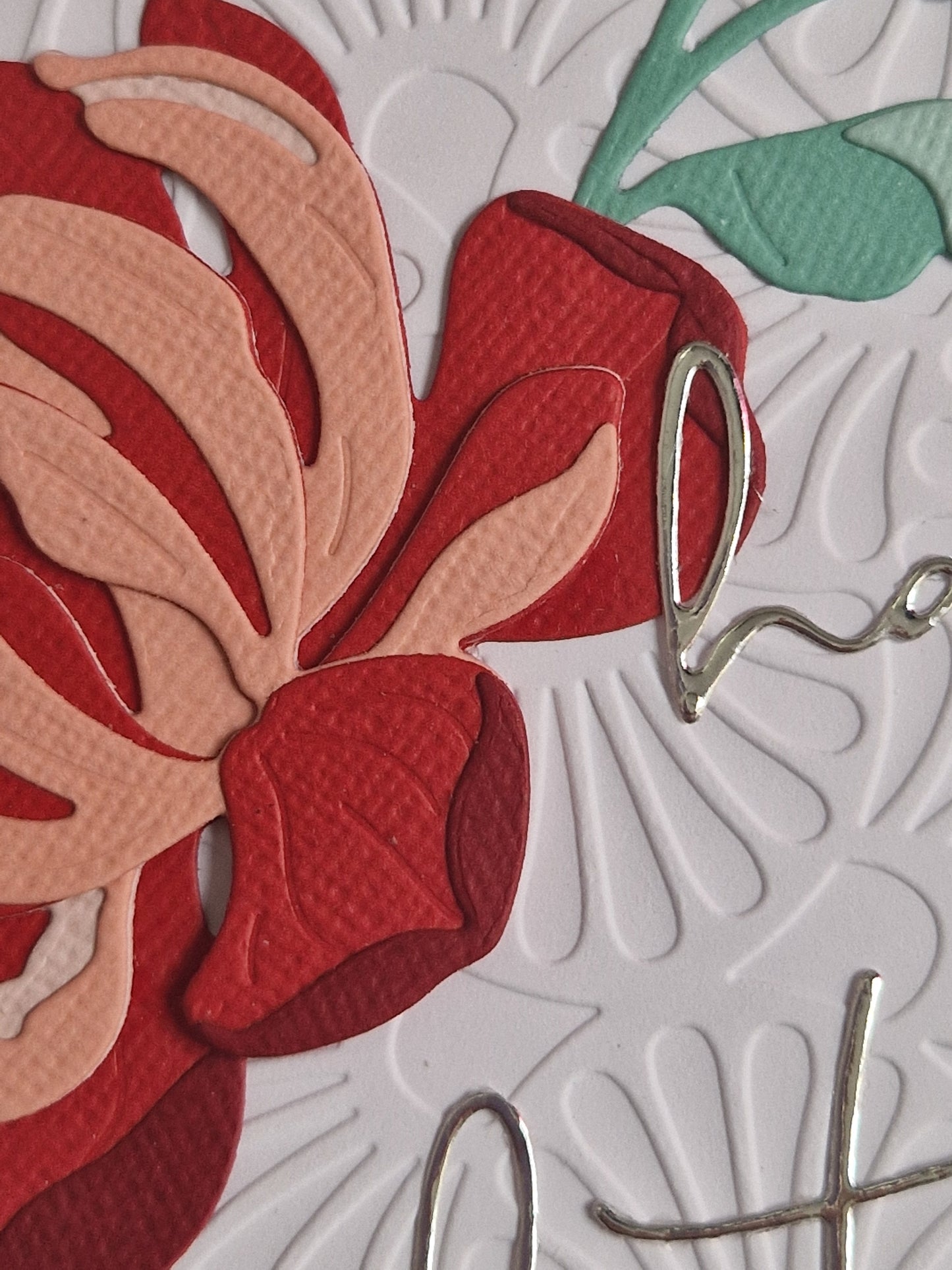 Peony Card - Happy Birthday in Red/Peach