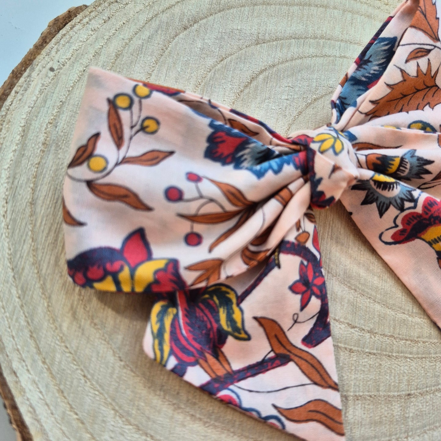 Vintage Liberty Print Mini Hair Bow Clip - Autumn Leaves