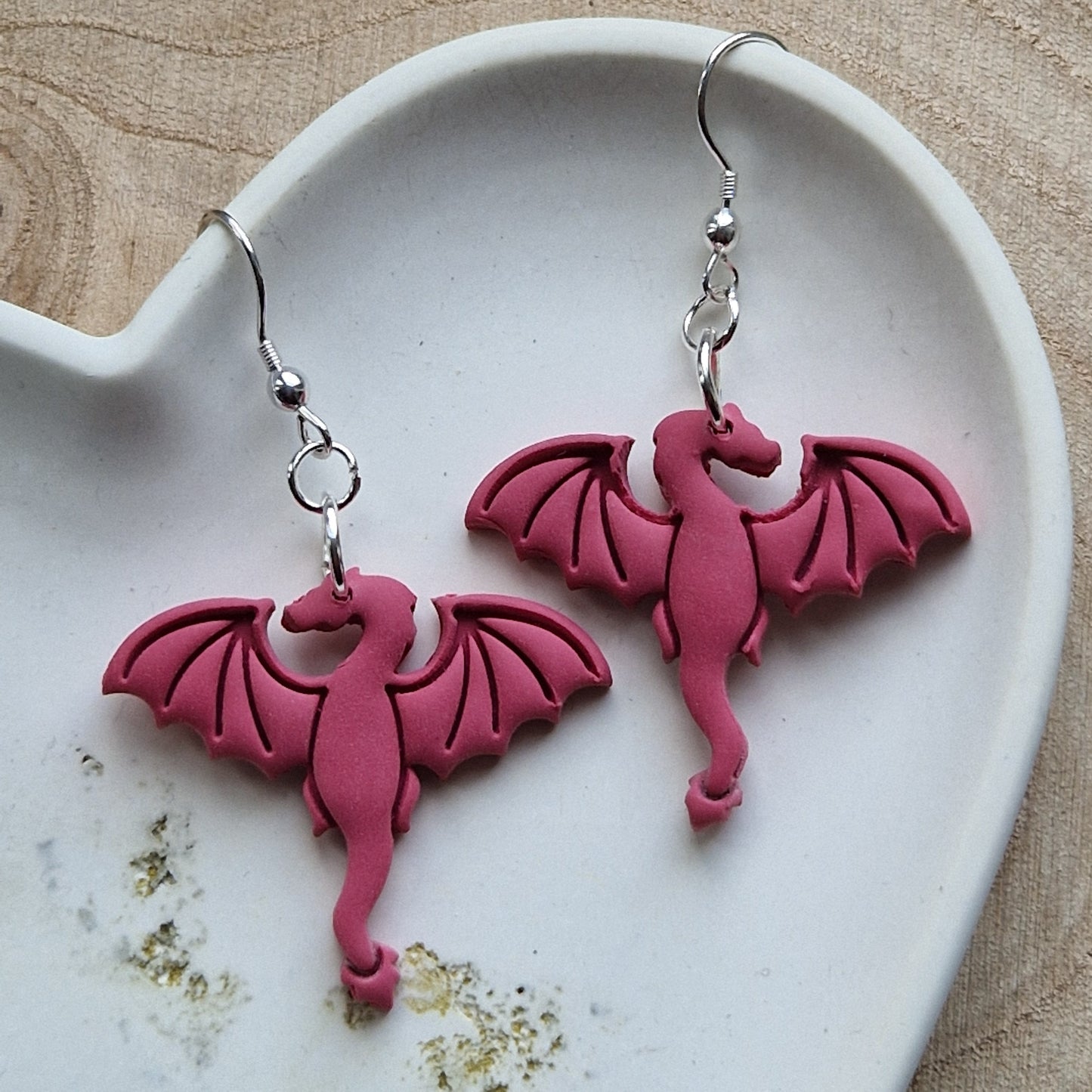 Clay Dragon Earrings - Small Orion in Deep Red
