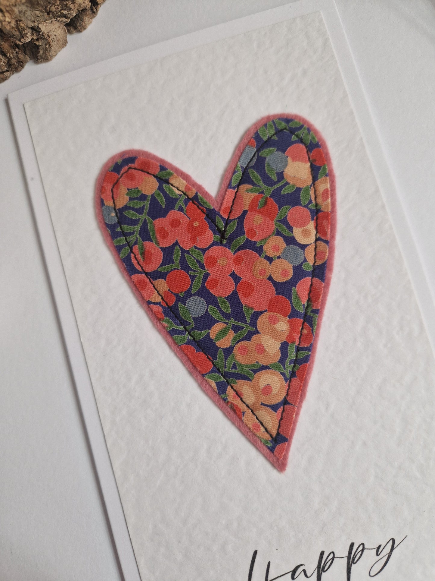 Happy cake day card with vintage Liberty heart decoration