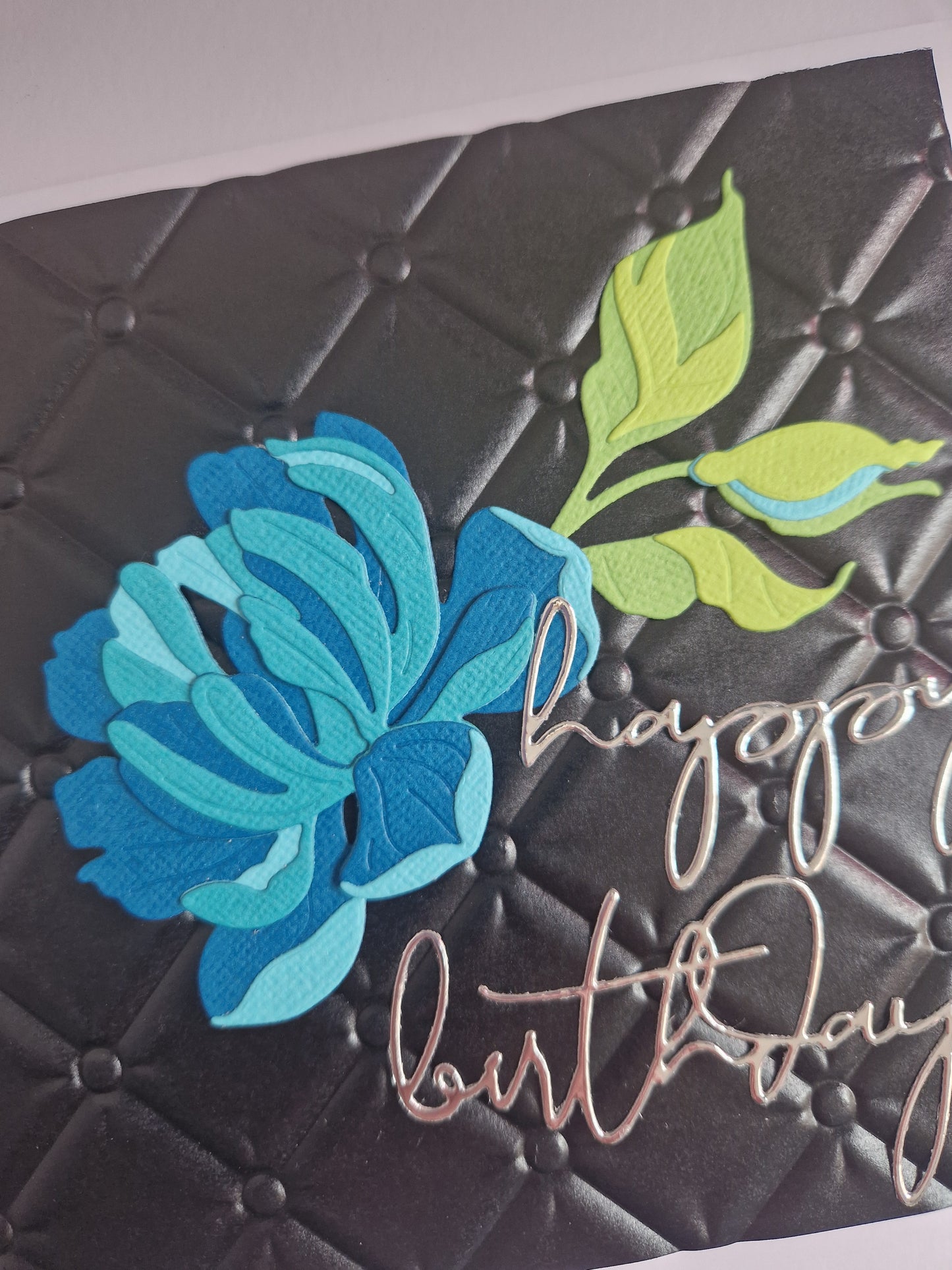 Peony Card - Happy Birthday in Turquoise