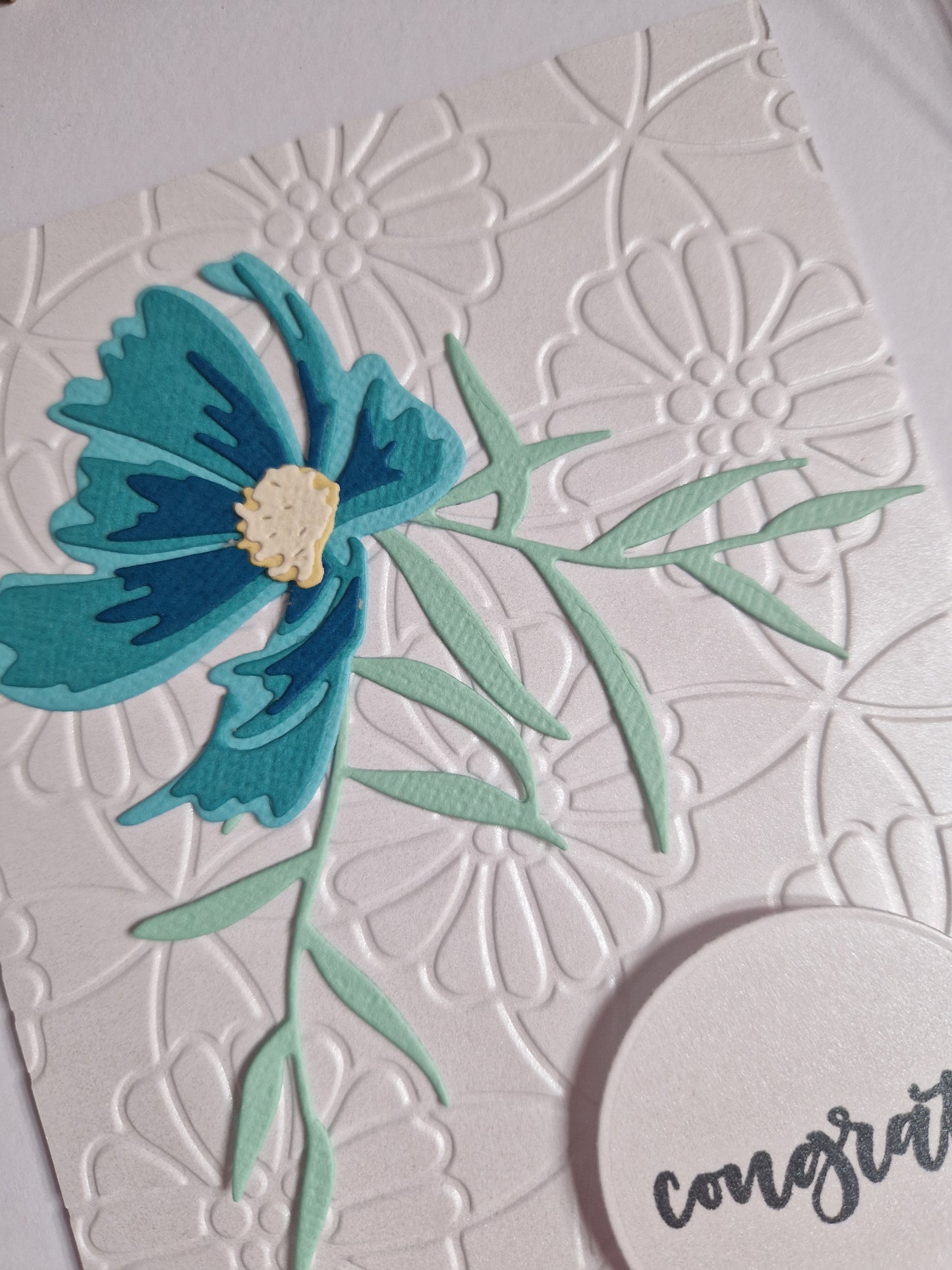 Cosmos Card - Congrats in Turquoise