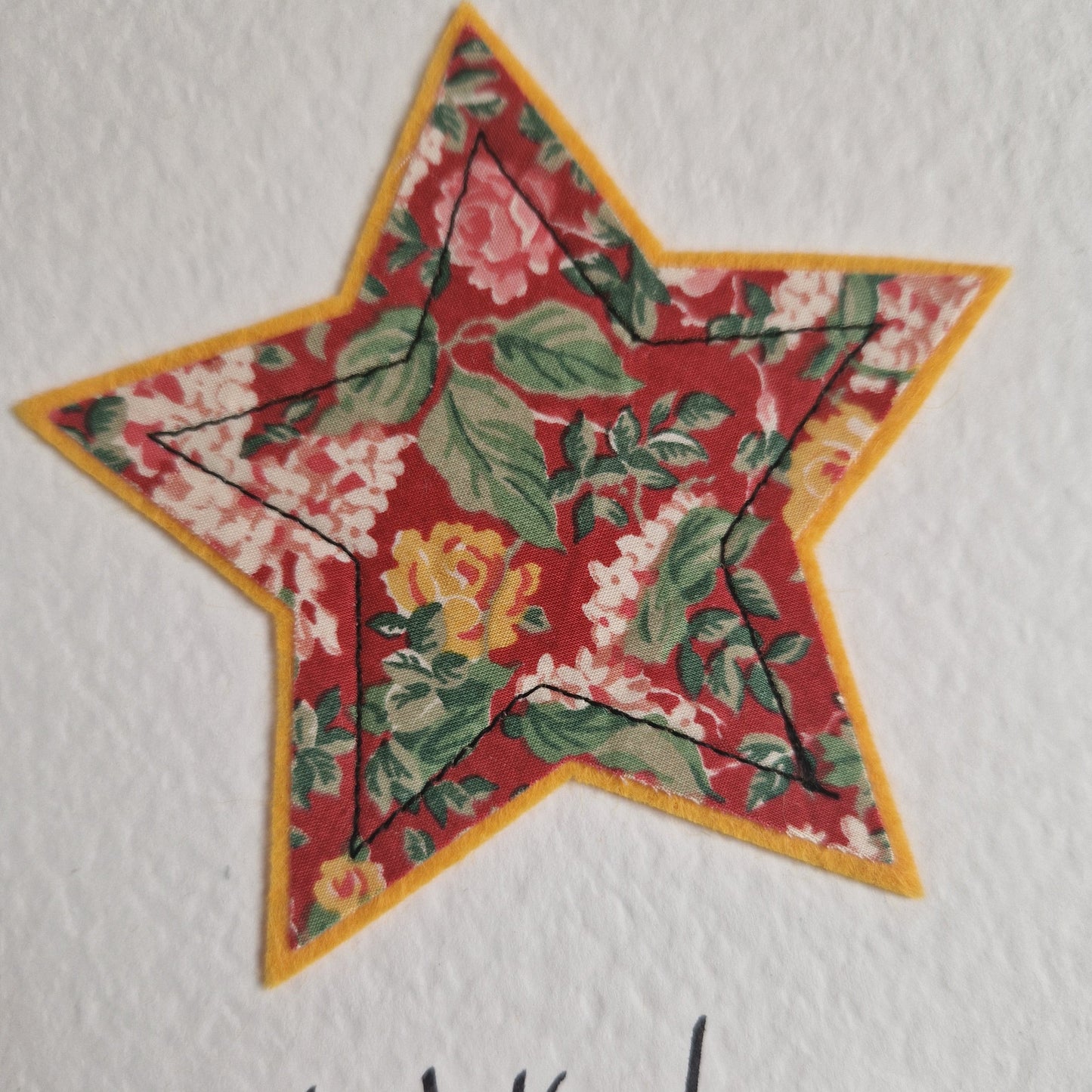 Vintage Liberty star card with a red floral star and with love sentiment
