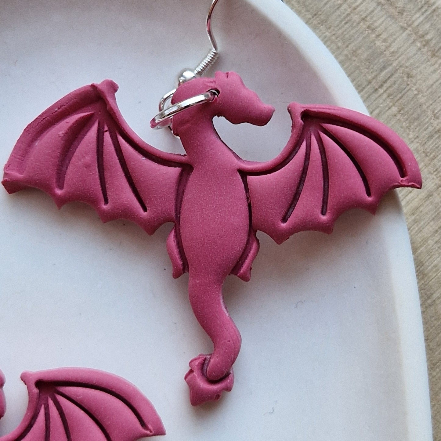 Clay Dragon Earrings - Large Orion in Deep Red