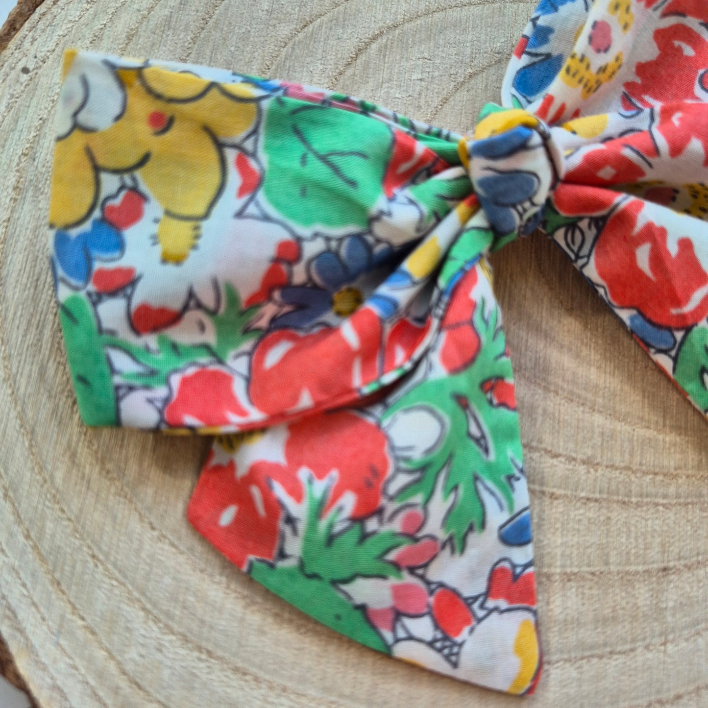 Vintage Liberty Print Mini Hair Bow Clip - Citrus Floral