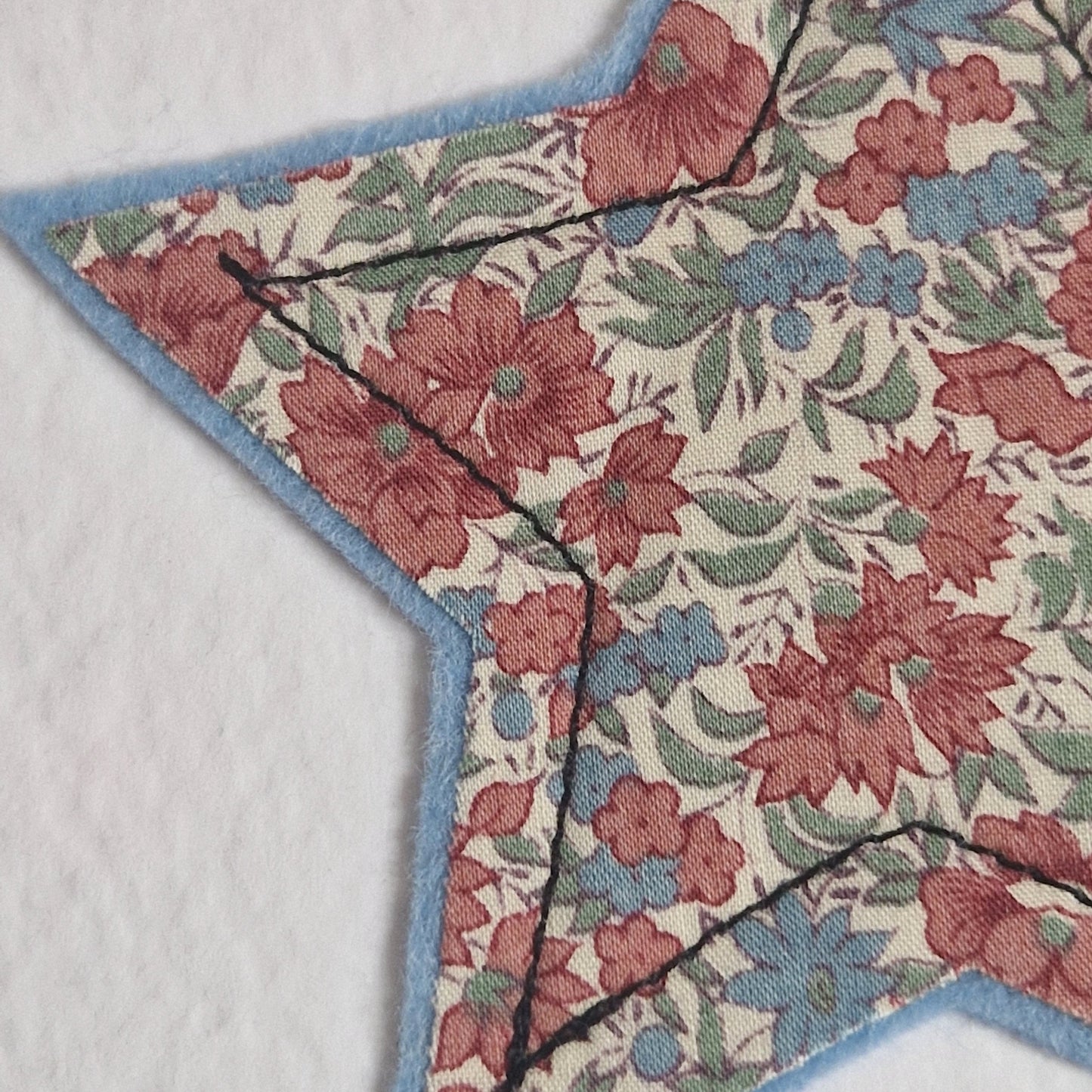 Vintage Liberty star card with a peach floral star and thank you sentiment